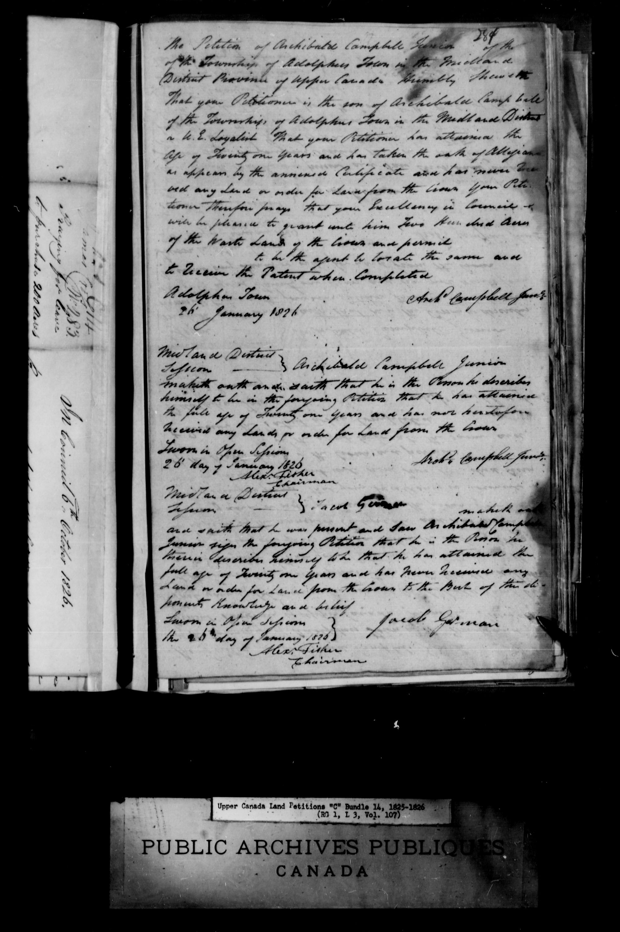 Titre : Demandes de terres du Haut-Canada (1763-1865) - N d'enregistrement Mikan : 205131 - Microforme : c-1725