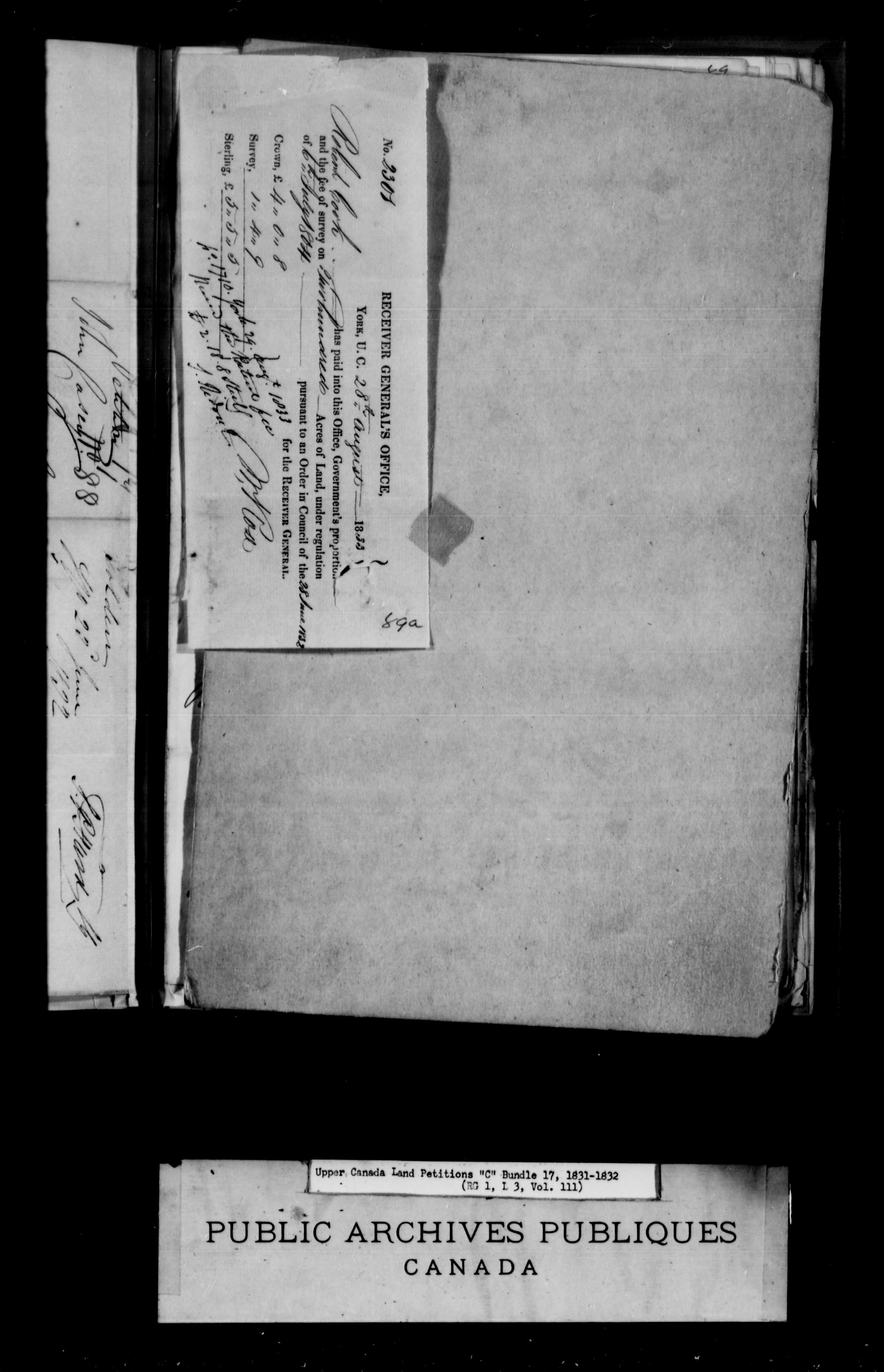 Title: Upper Canada Land Petitions (1763-1865) - Mikan Number: 205131 - Microform: c-1726