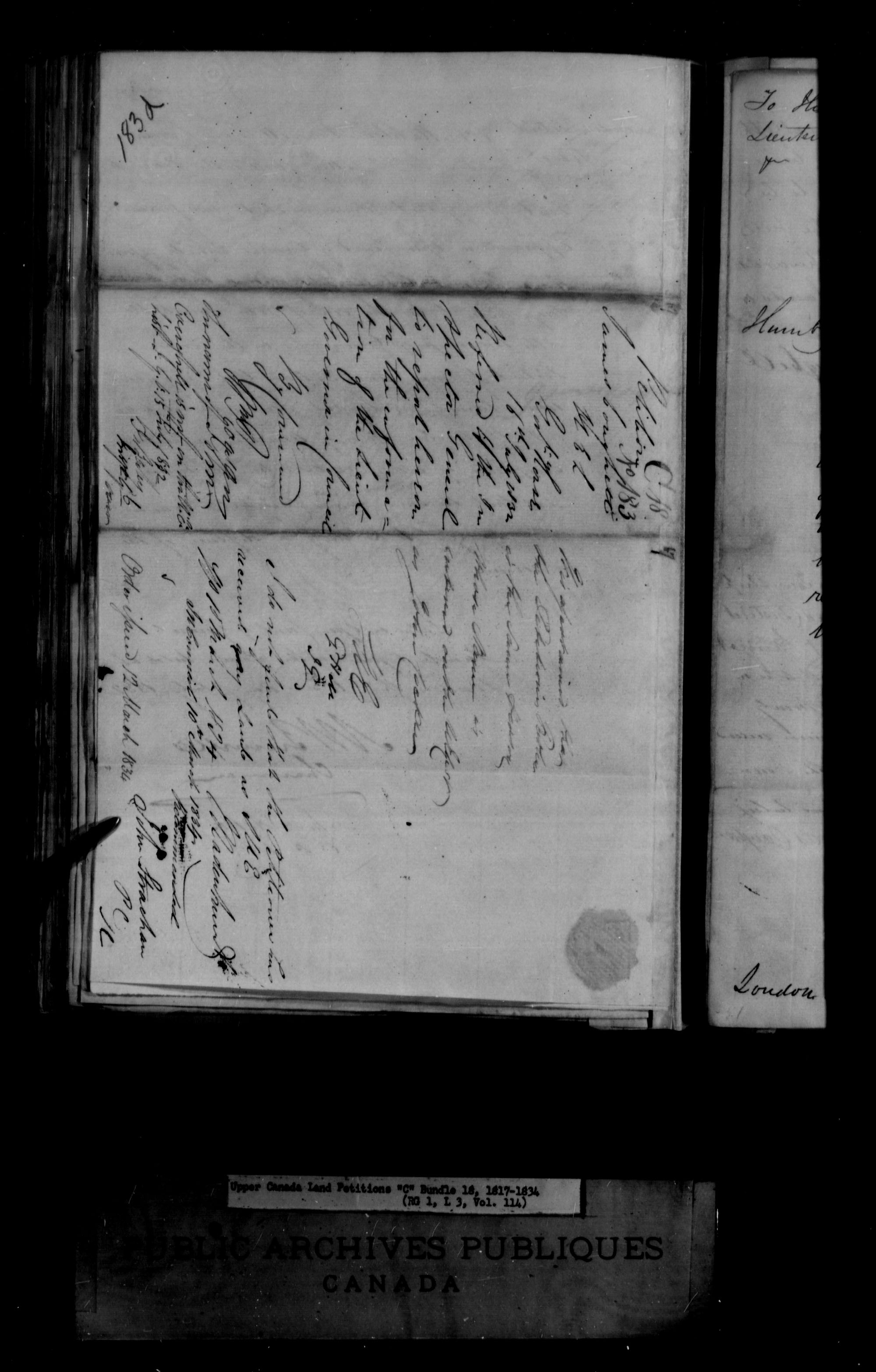 Title: Upper Canada Land Petitions (1763-1865) - Mikan Number: 205131 - Microform: c-1727