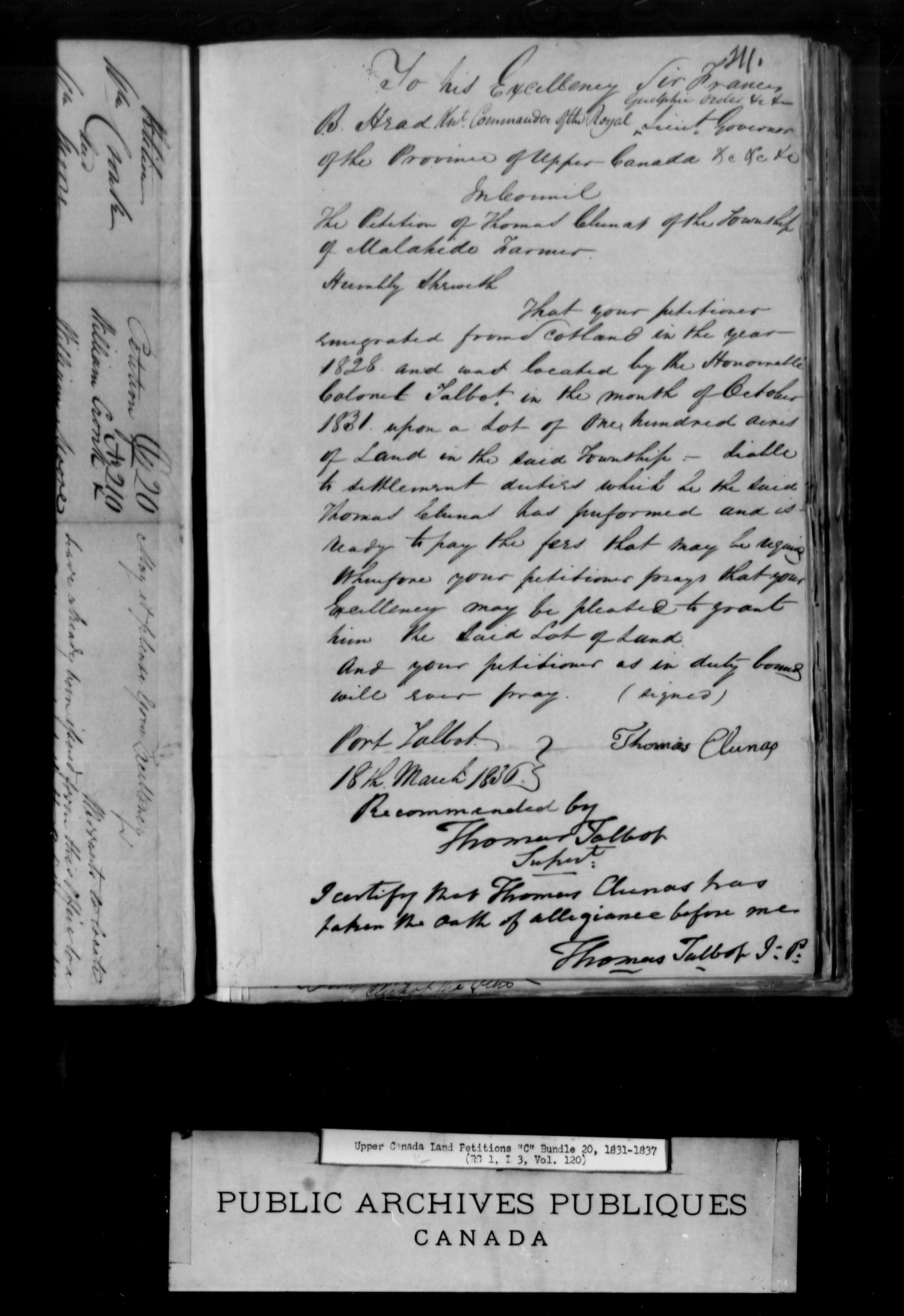 Title: Upper Canada Land Petitions (1763-1865) - Mikan Number: 205131 - Microform: c-1729