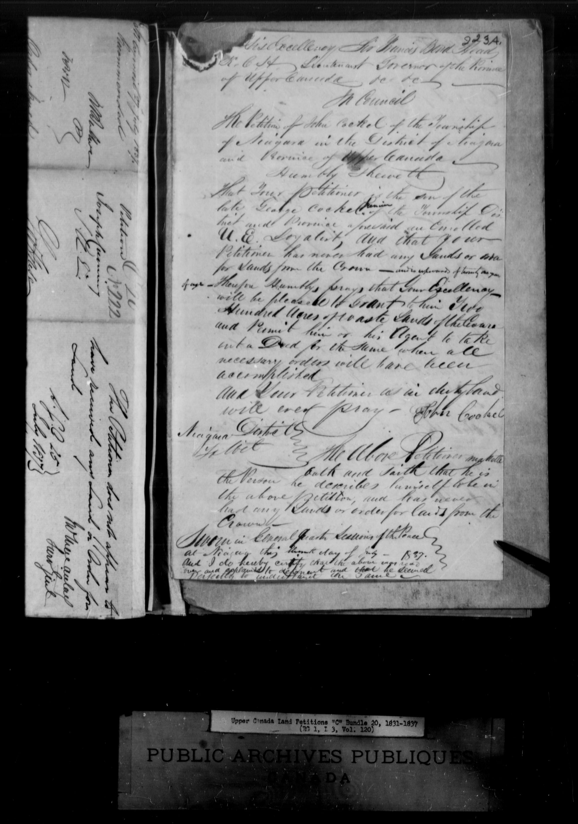 Title: Upper Canada Land Petitions (1763-1865) - Mikan Number: 205131 - Microform: c-1729