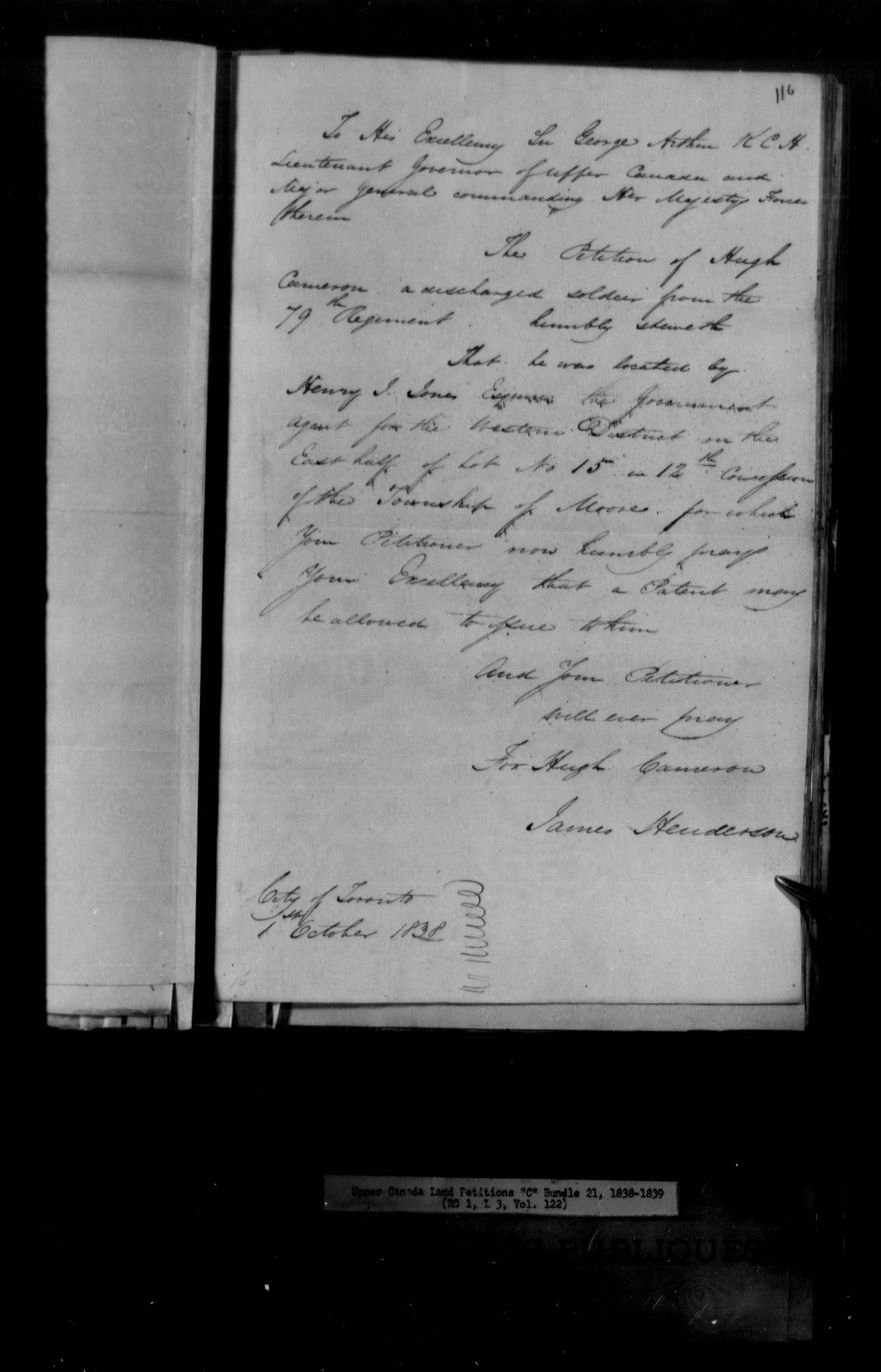 Title: Upper Canada Land Petitions (1763-1865) - Mikan Number: 205131 - Microform: c-1730