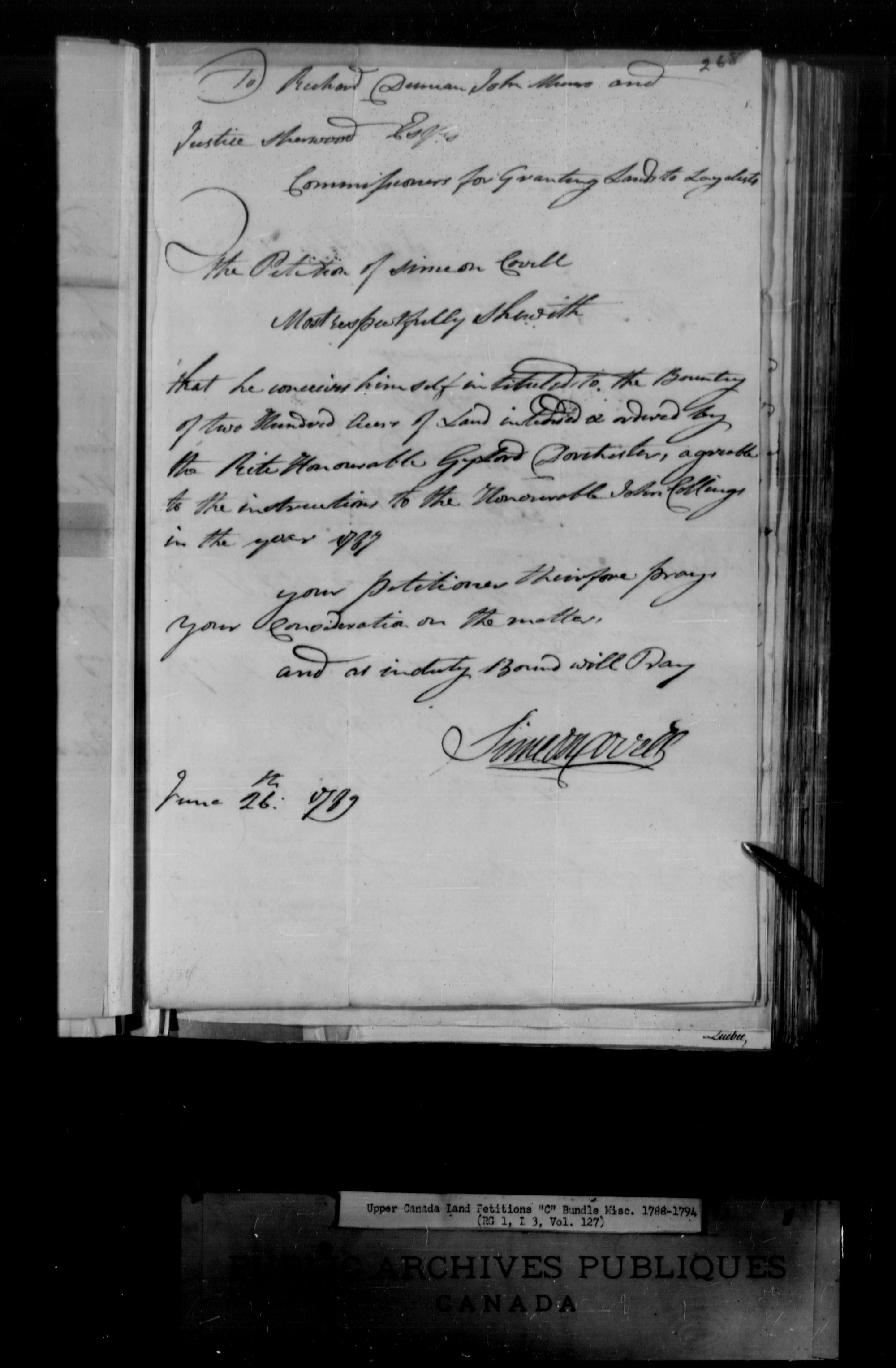 Title: Upper Canada Land Petitions (1763-1865) - Mikan Number: 205131 - Microform: c-1732