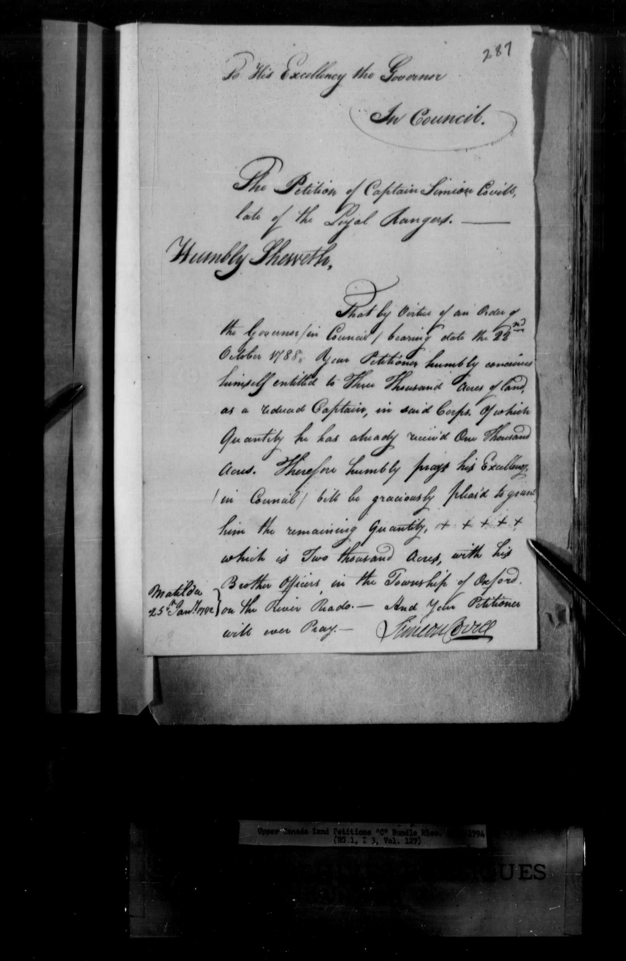 Title: Upper Canada Land Petitions (1763-1865) - Mikan Number: 205131 - Microform: c-1732