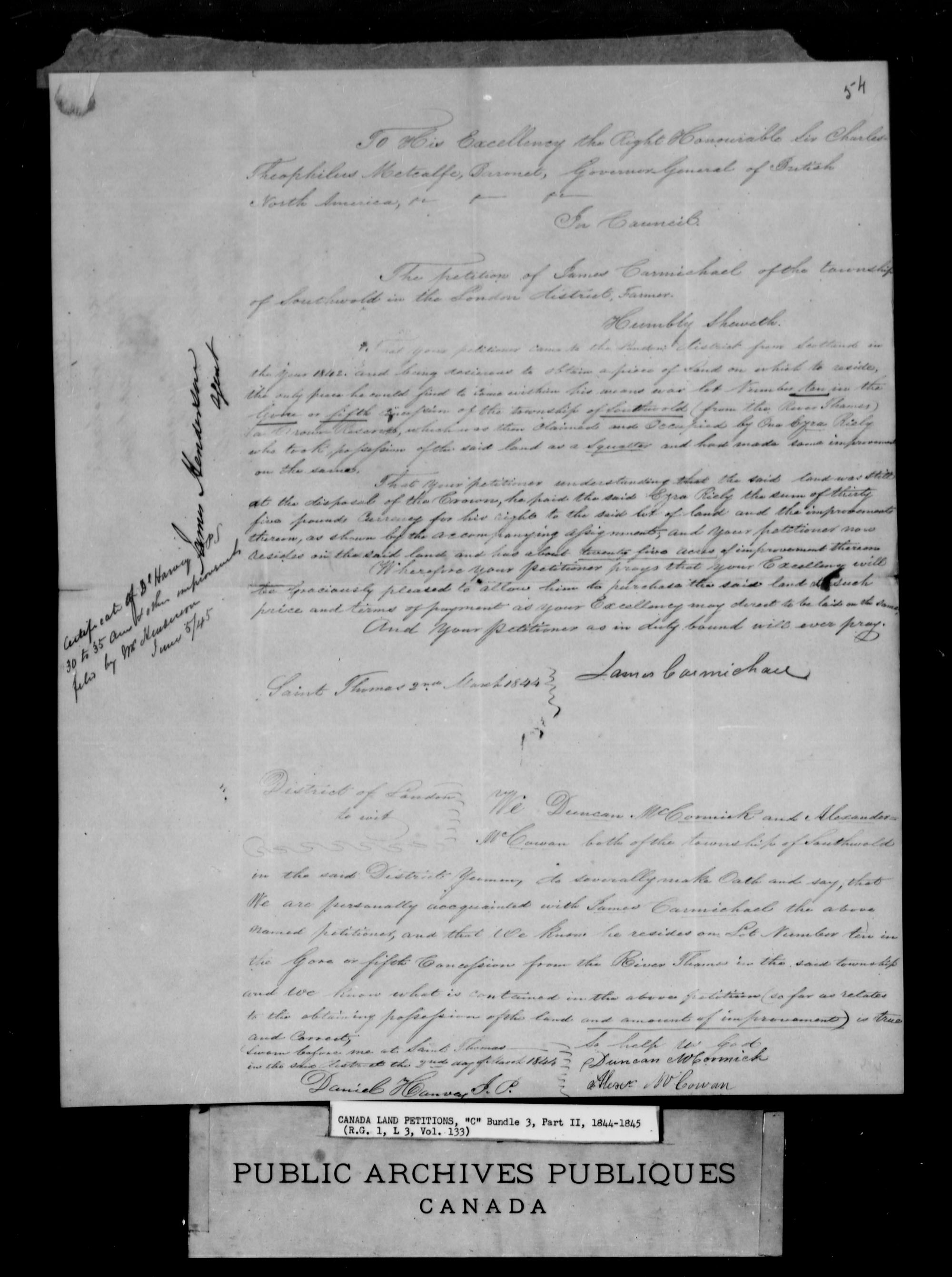 Title: Upper Canada Land Petitions (1763-1865) - Mikan Number: 205131 - Microform: c-1734