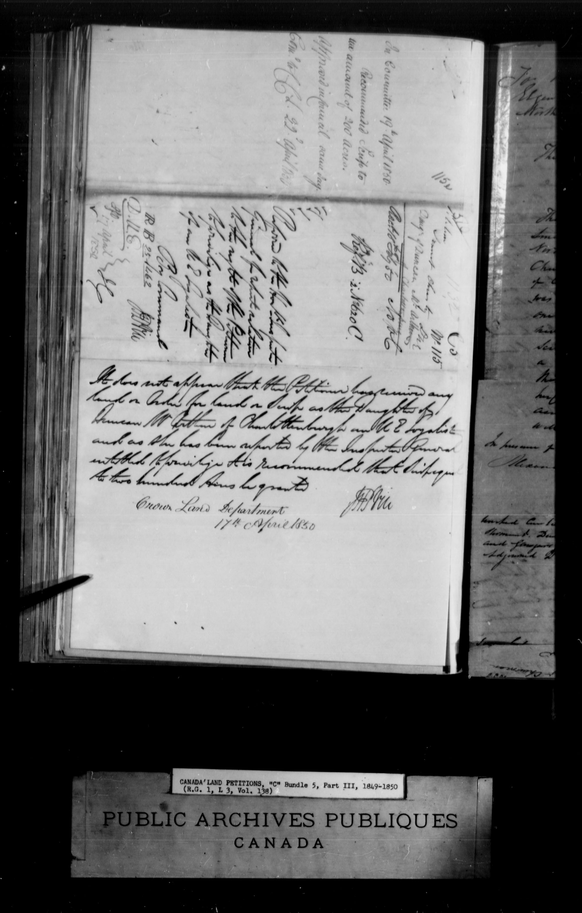 Title: Upper Canada Land Petitions (1763-1865) - Mikan Number: 205131 - Microform: c-1736