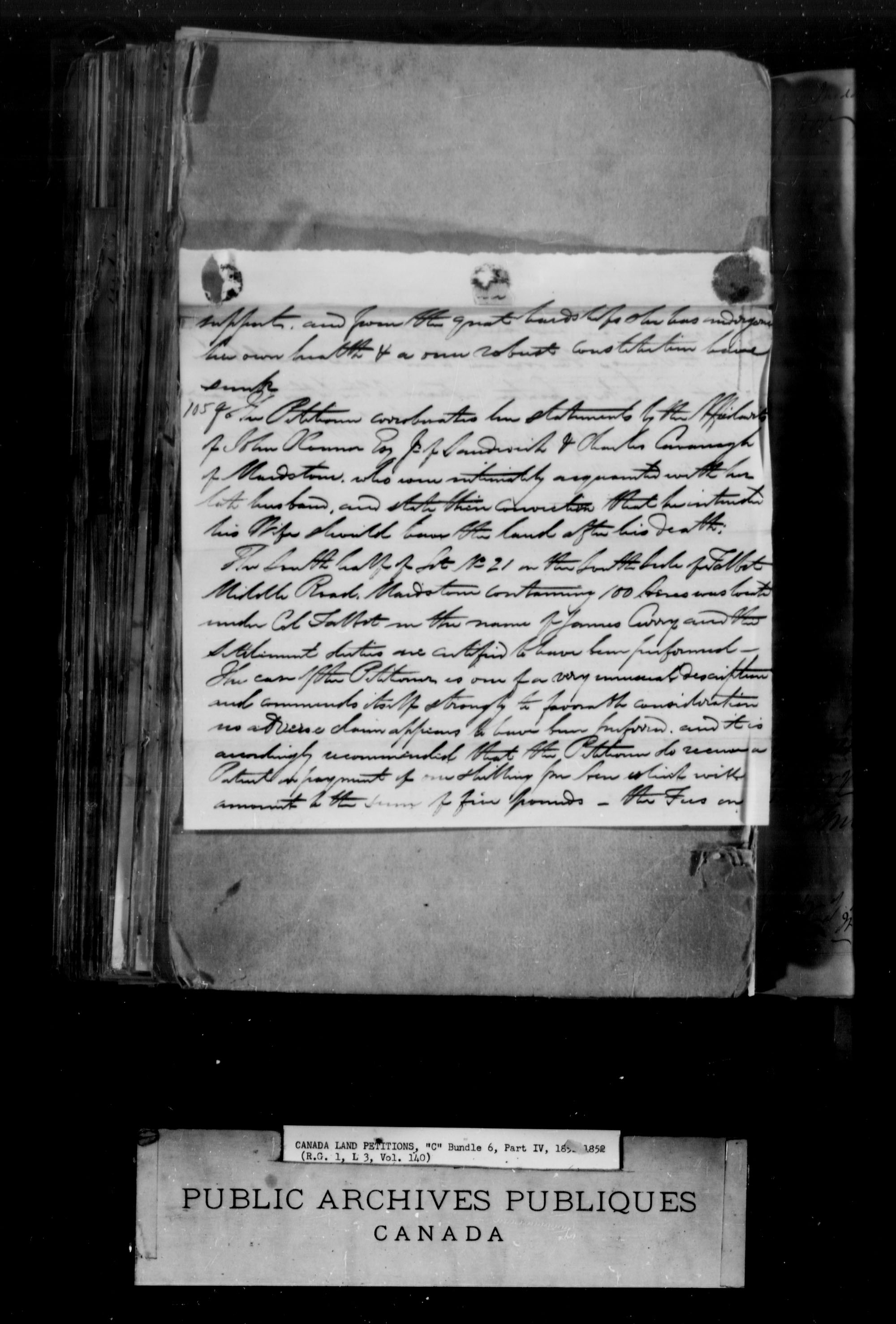 Title: Upper Canada Land Petitions (1763-1865) - Mikan Number: 205131 - Microform: c-1737