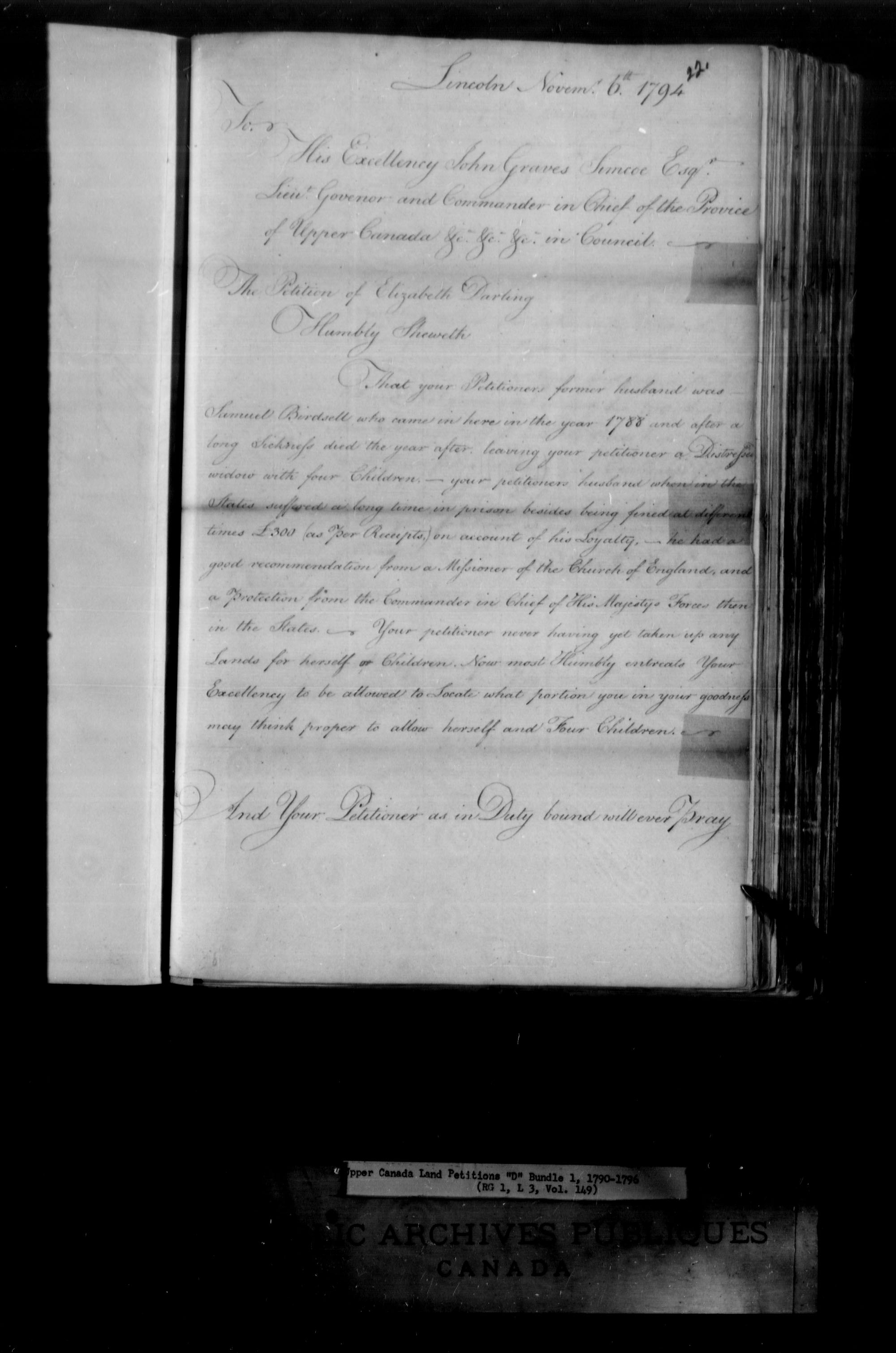 Title: Upper Canada Land Petitions (1763-1865) - Mikan Number: 205131 - Microform: c-1742