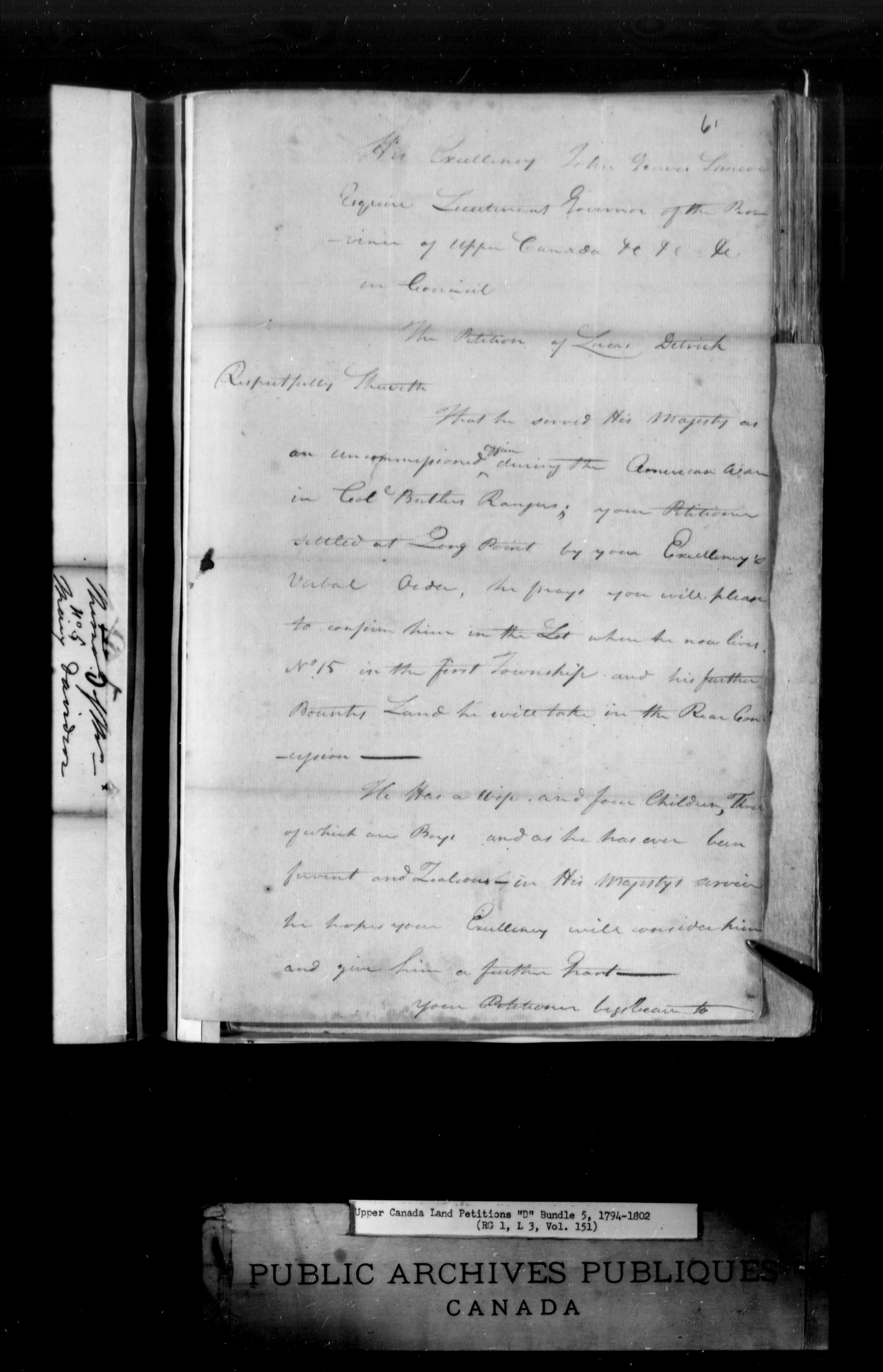 Title: Upper Canada Land Petitions (1763-1865) - Mikan Number: 205131 - Microform: c-1743