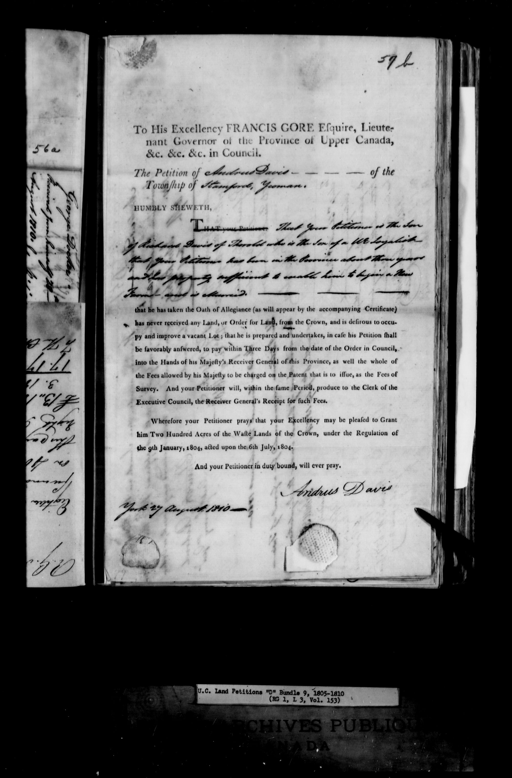 Title: Upper Canada Land Petitions (1763-1865) - Mikan Number: 205131 - Microform: c-1744