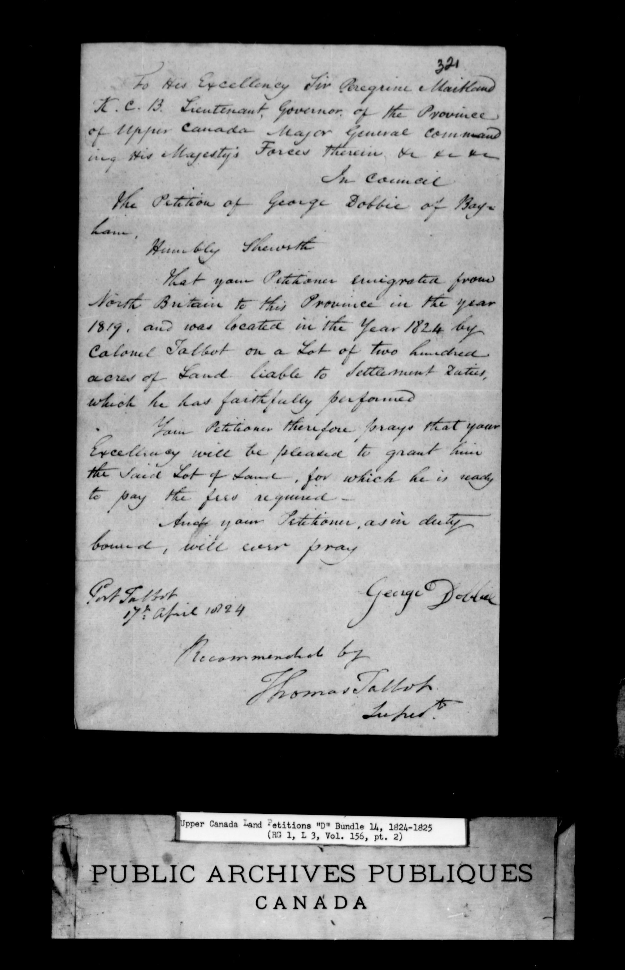 Title: Upper Canada Land Petitions (1763-1865) - Mikan Number: 205131 - Microform: c-1745
