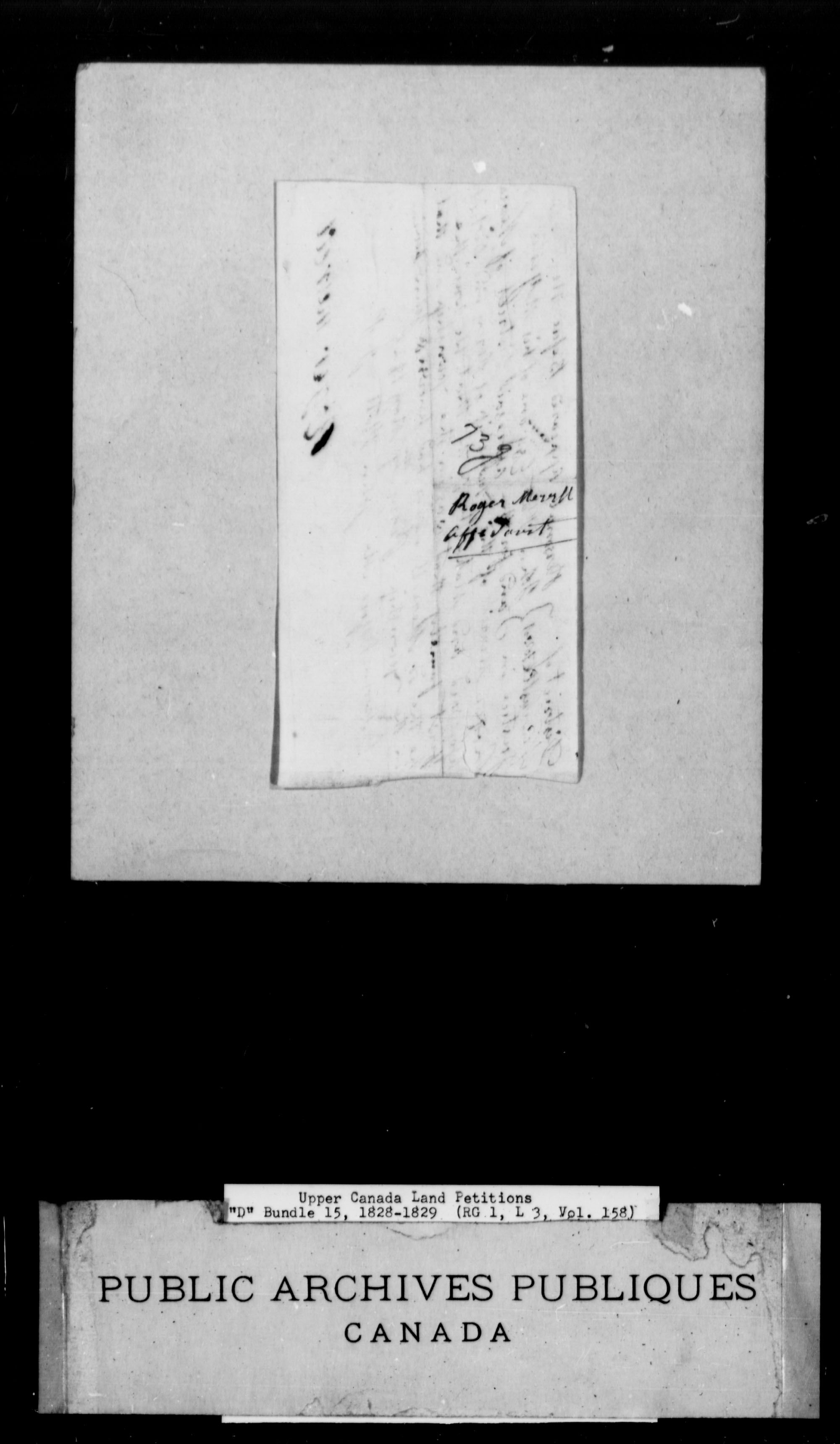 Title: Upper Canada Land Petitions (1763-1865) - Mikan Number: 205131 - Microform: c-1875