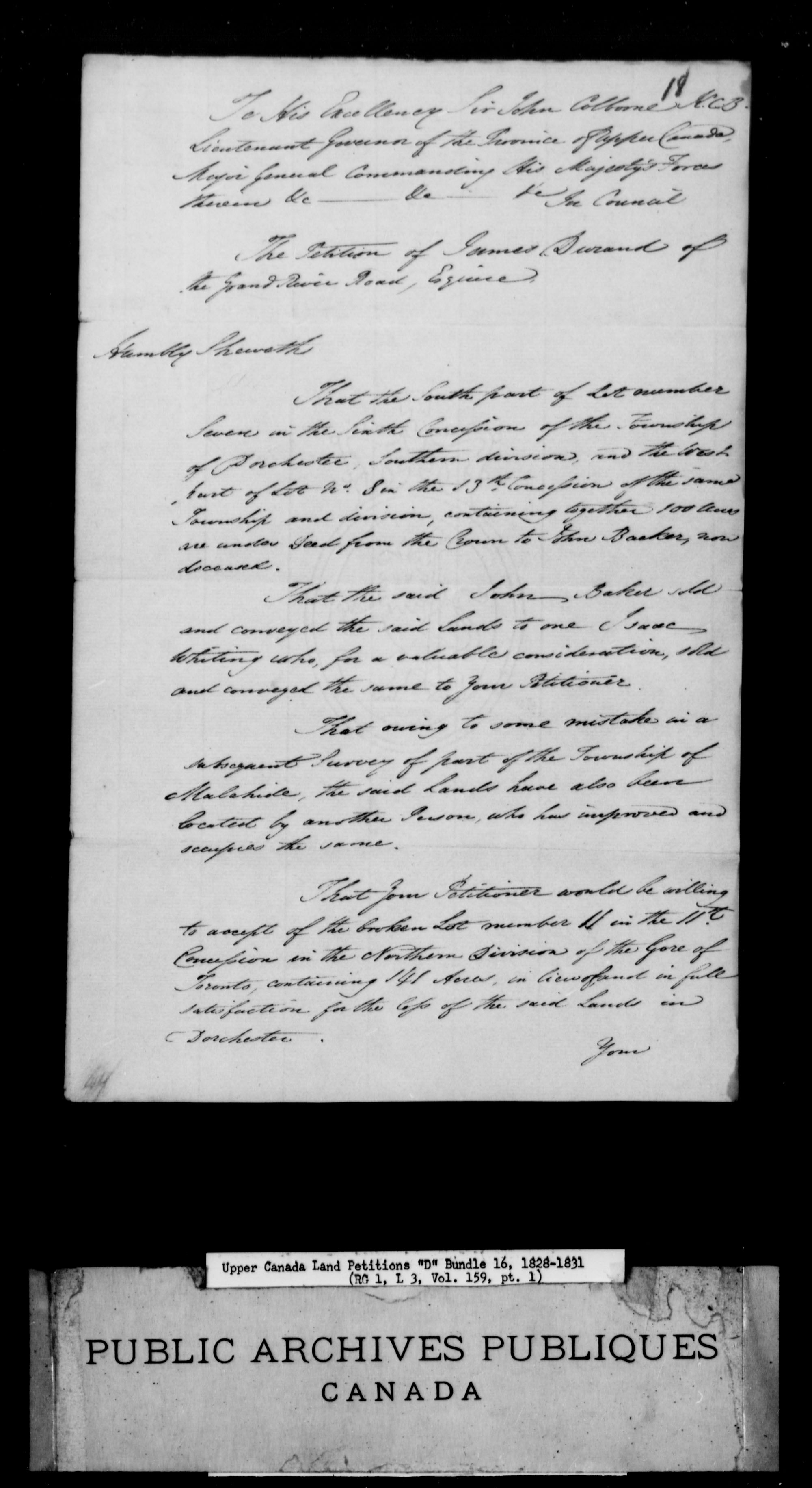 Title: Upper Canada Land Petitions (1763-1865) - Mikan Number: 205131 - Microform: c-1876