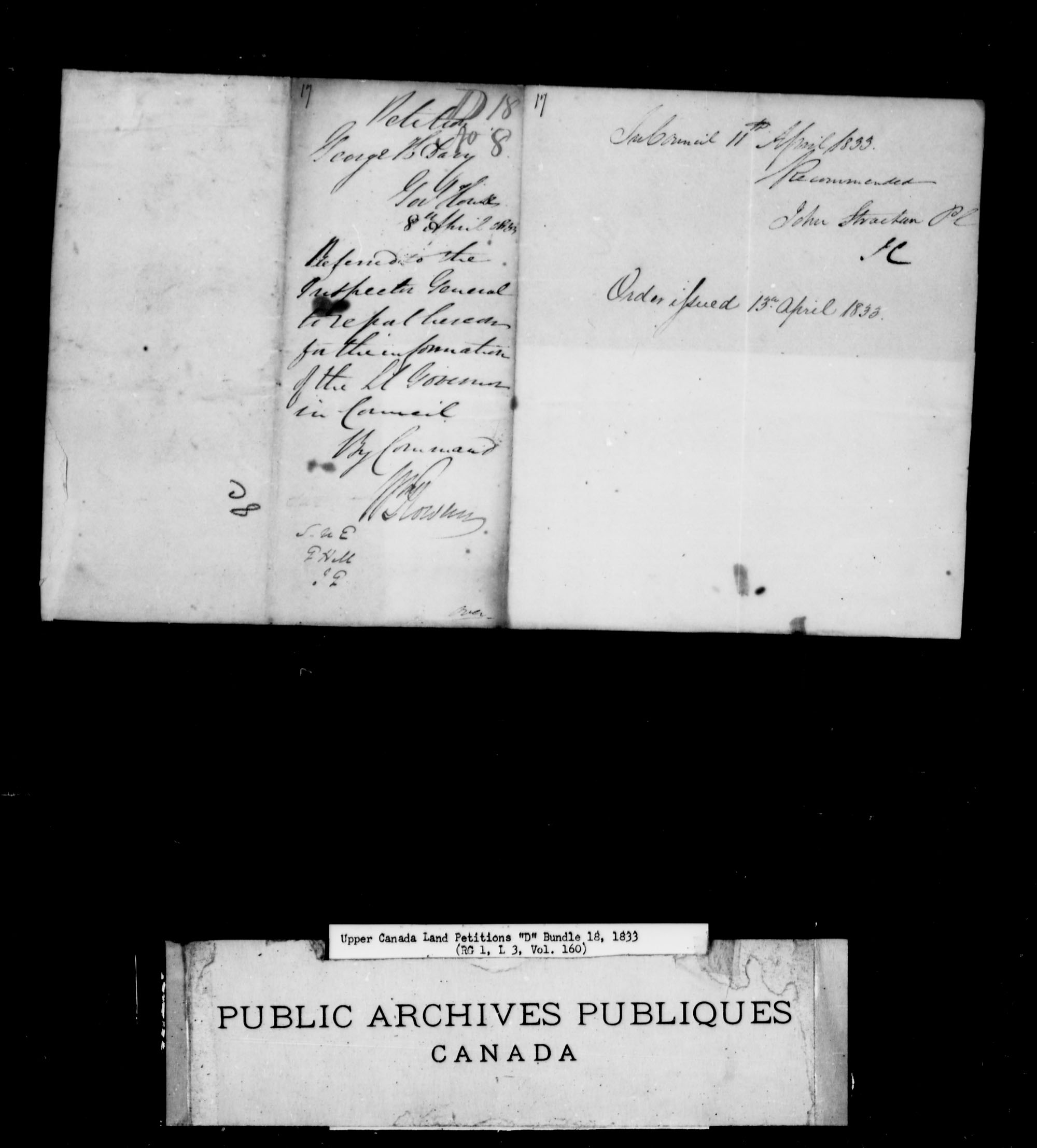 Titre : Demandes de terres du Haut-Canada (1763-1865) - N d'enregistrement Mikan : 205131 - Microforme : c-1876