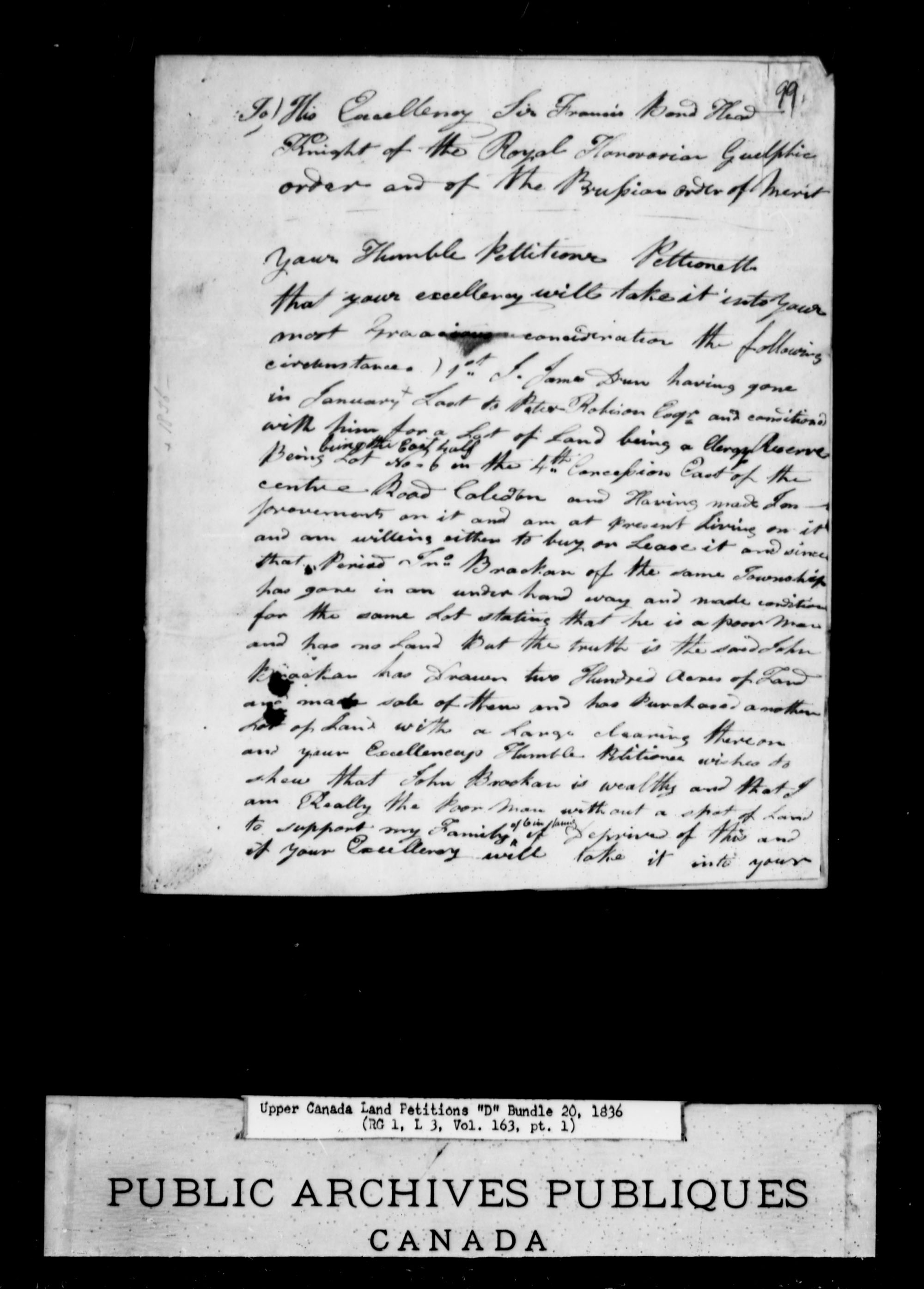 Title: Upper Canada Land Petitions (1763-1865) - Mikan Number: 205131 - Microform: c-1878