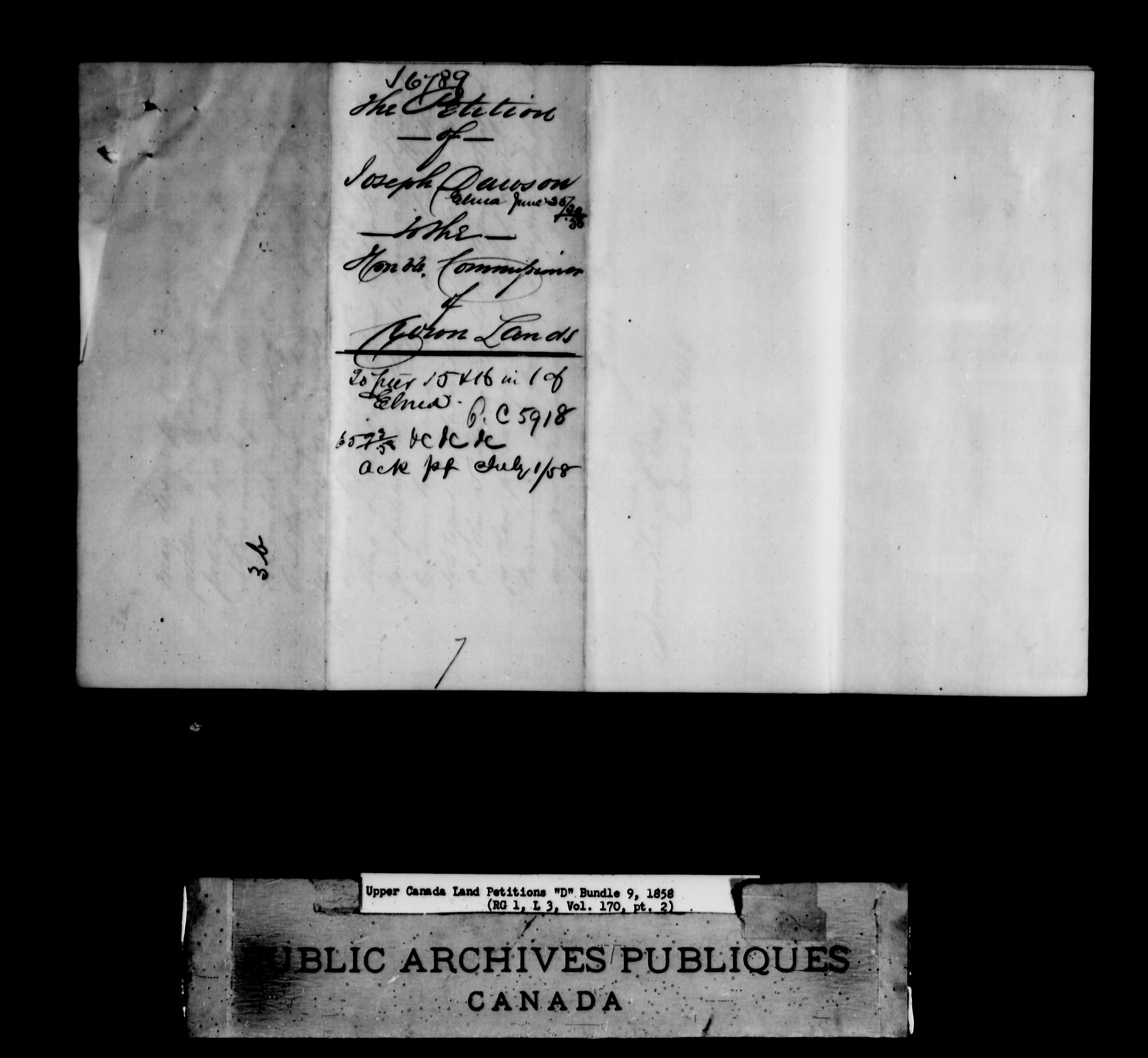Title: Upper Canada Land Petitions (1763-1865) - Mikan Number: 205131 - Microform: c-1884