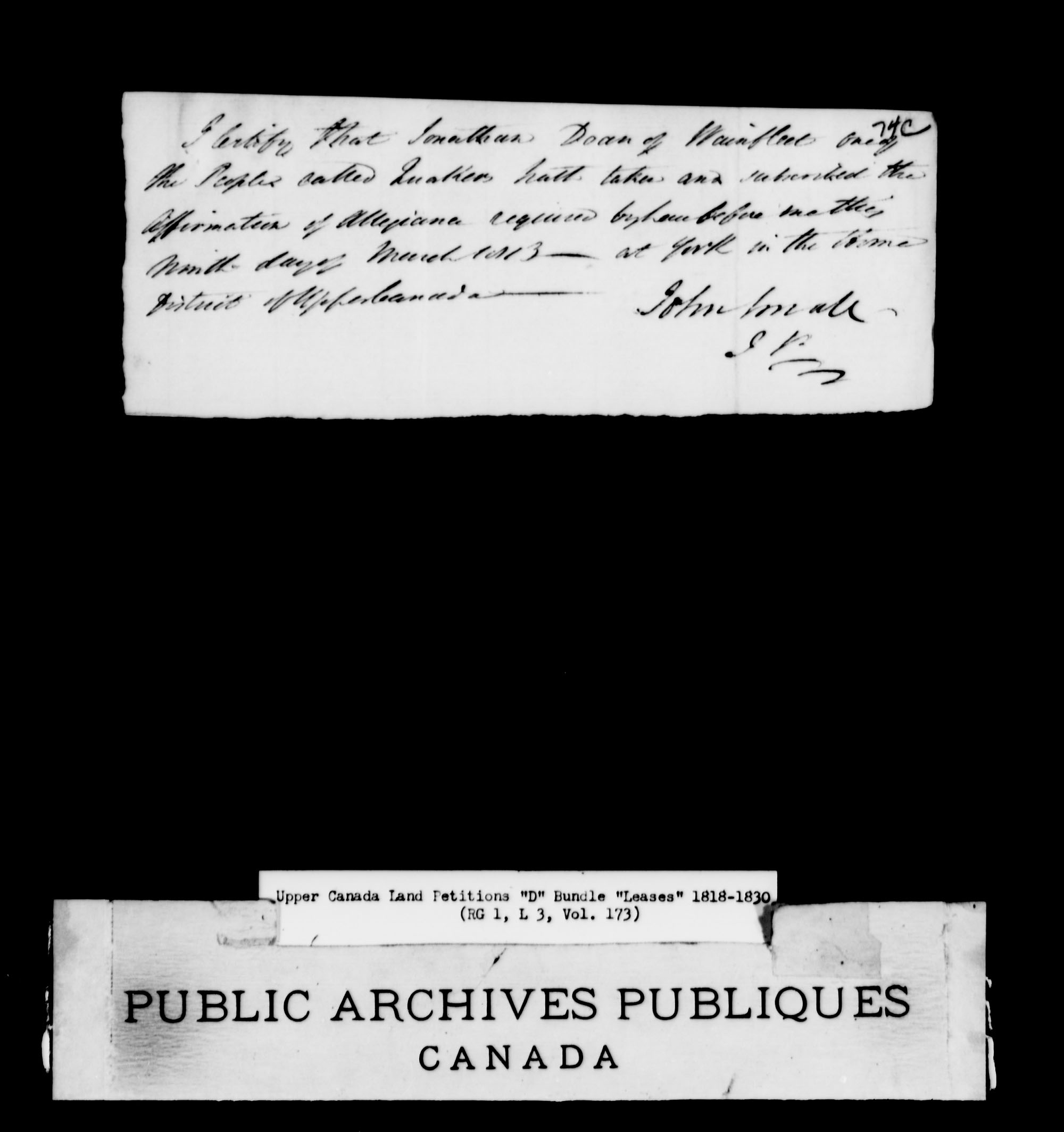 Title: Upper Canada Land Petitions (1763-1865) - Mikan Number: 205131 - Microform: c-1886