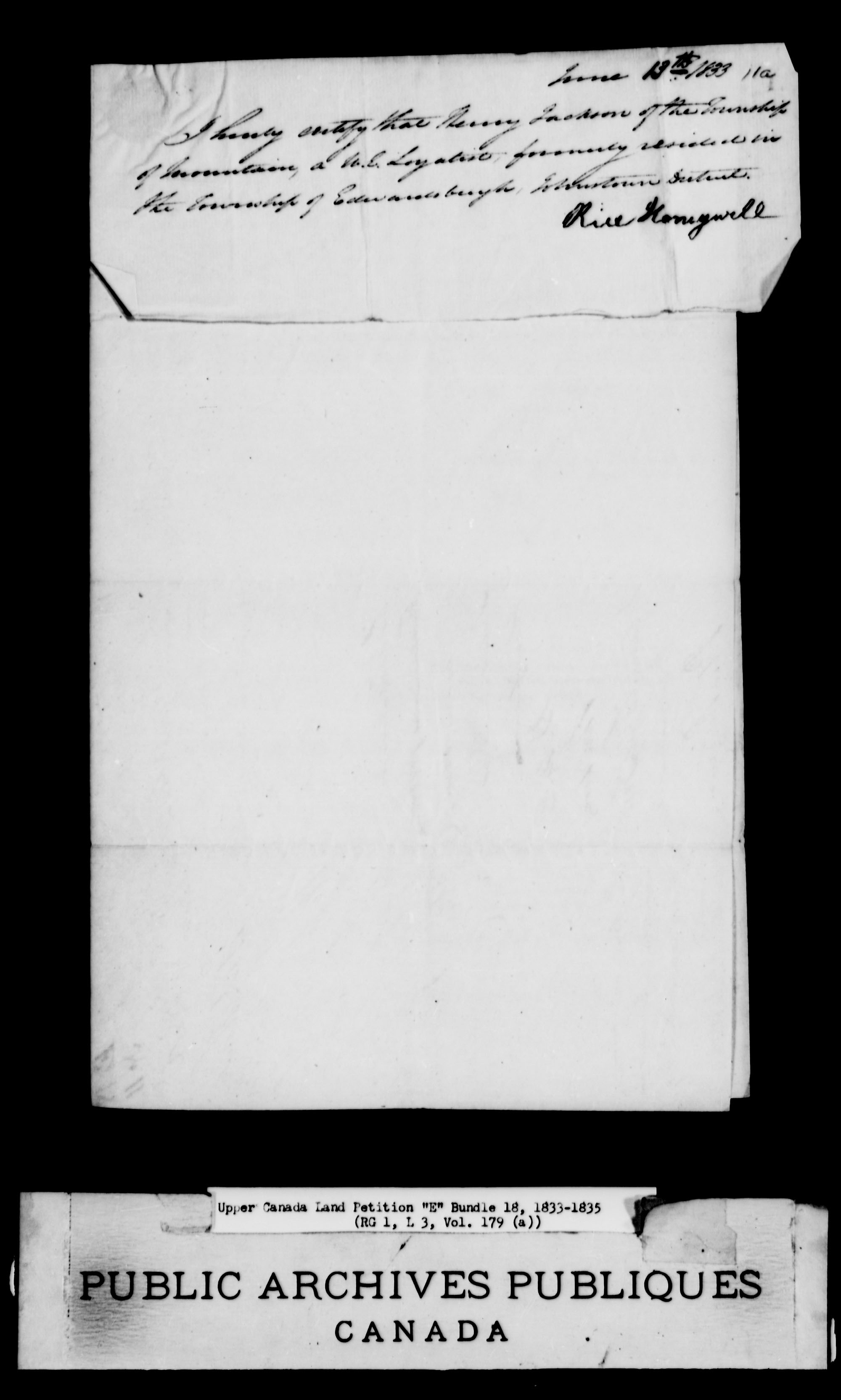 Title: Upper Canada Land Petitions (1763-1865) - Mikan Number: 205131 - Microform: c-1889