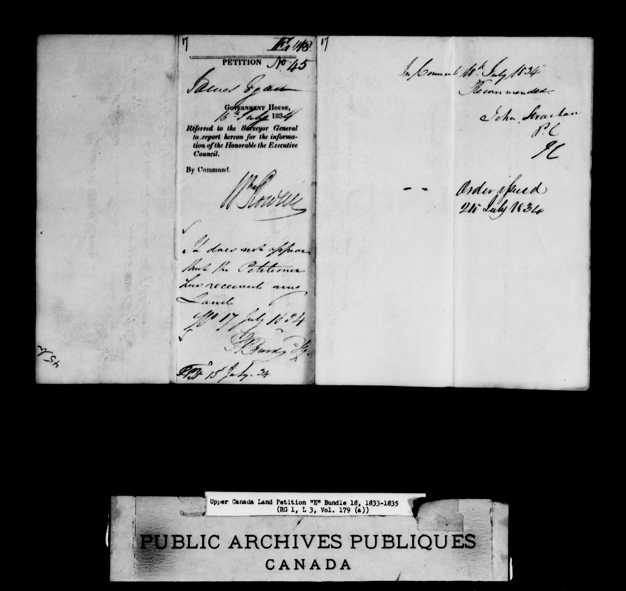 Title: Upper Canada Land Petitions (1763-1865) - Mikan Number: 205131 - Microform: c-1890