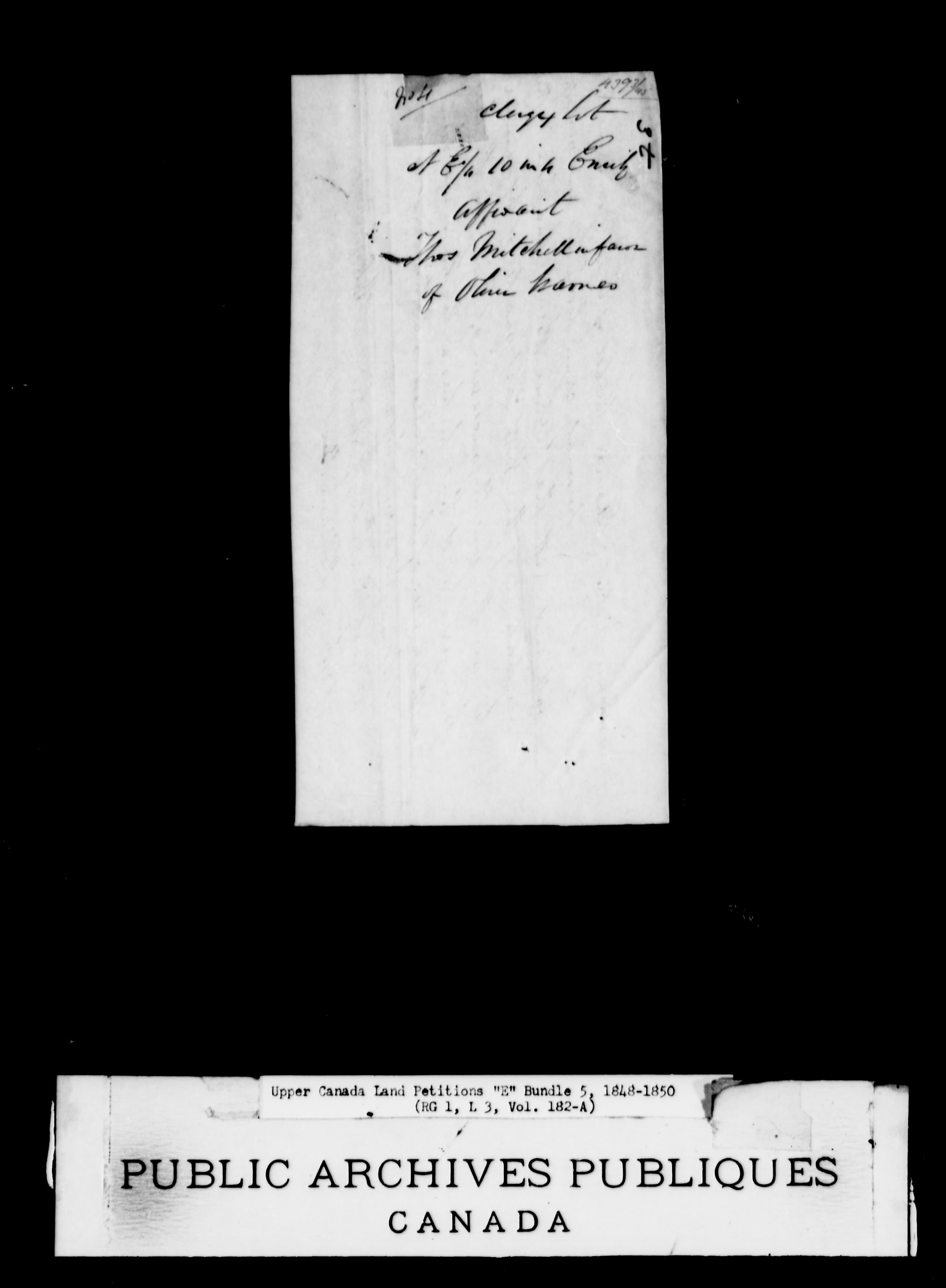 Titre : Demandes de terres du Haut-Canada (1763-1865) - N d'enregistrement Mikan : 205131 - Microforme : c-1891