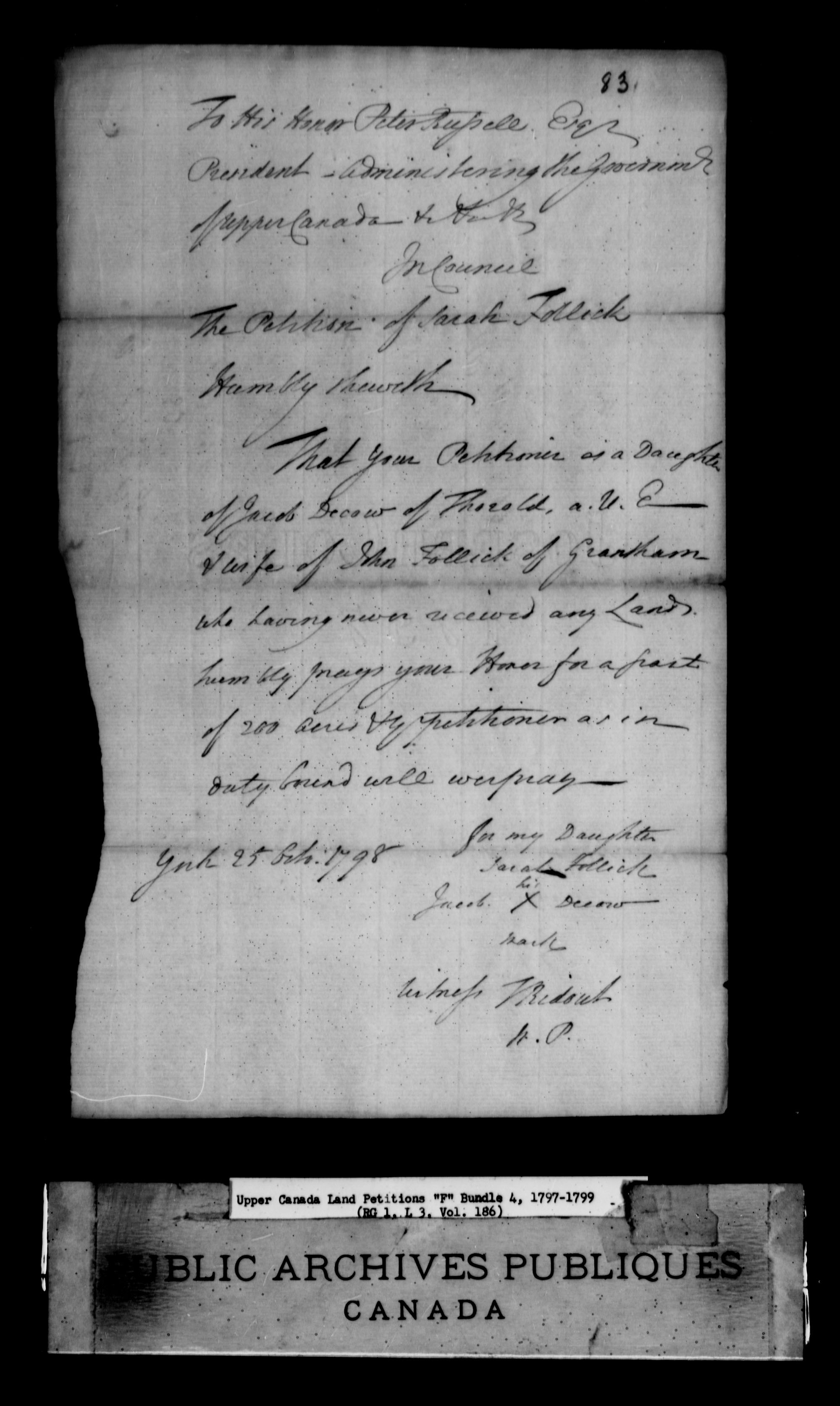 Title: Upper Canada Land Petitions (1763-1865) - Mikan Number: 205131 - Microform: c-1894