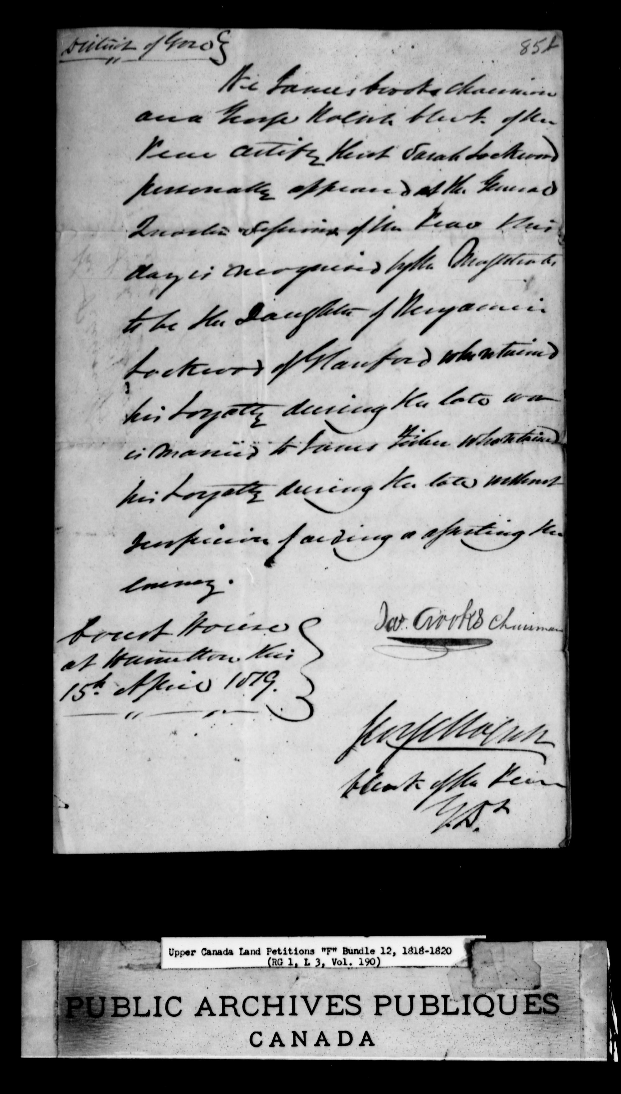 Title: Upper Canada Land Petitions (1763-1865) - Mikan Number: 205131 - Microform: c-1897