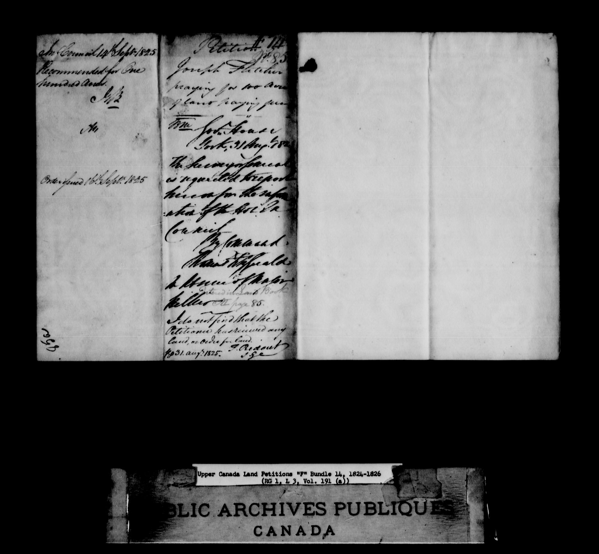 Title: Upper Canada Land Petitions (1763-1865) - Mikan Number: 205131 - Microform: c-1898