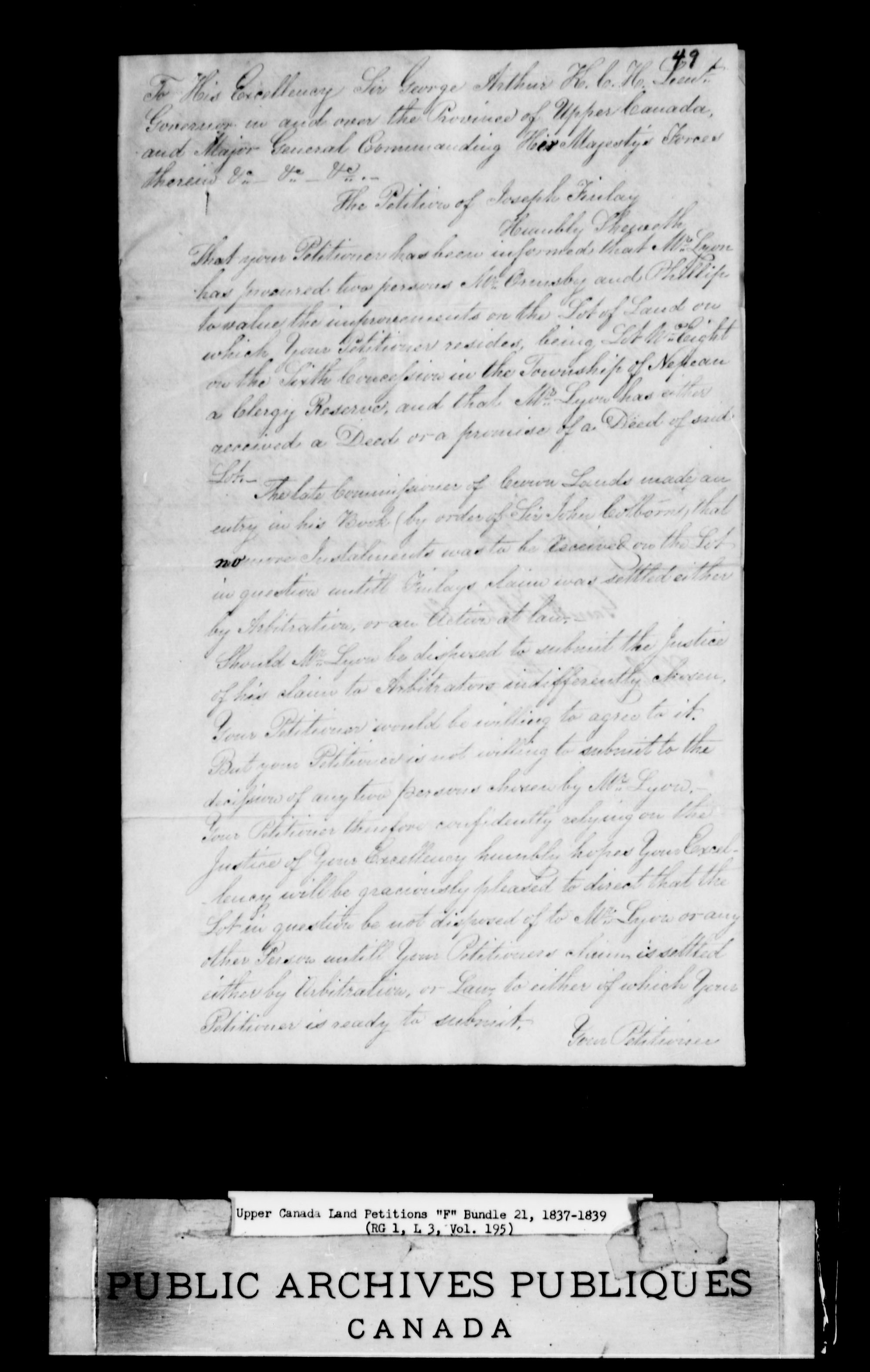 Title: Upper Canada Land Petitions (1763-1865) - Mikan Number: 205131 - Microform: c-1900
