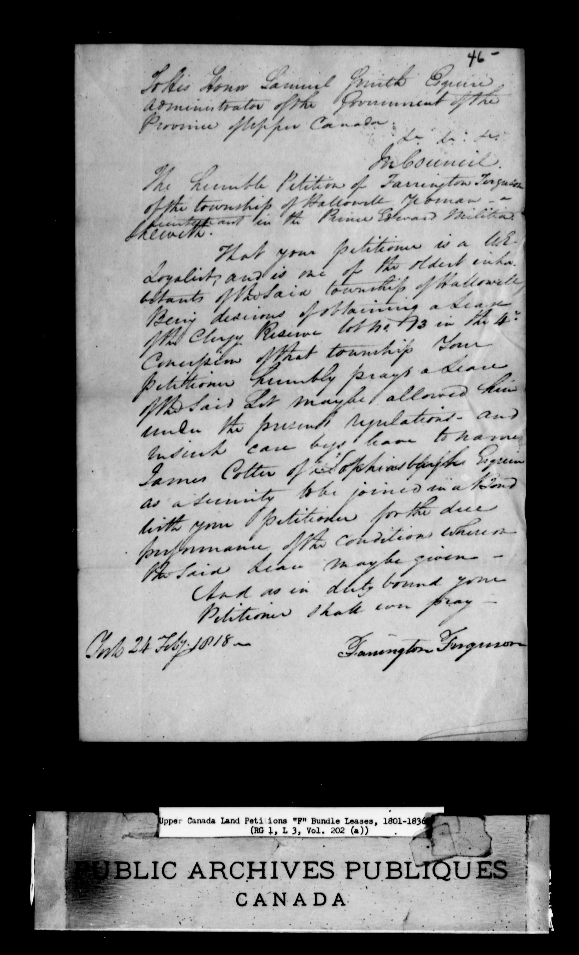 Title: Upper Canada Land Petitions (1763-1865) - Mikan Number: 205131 - Microform: c-2027
