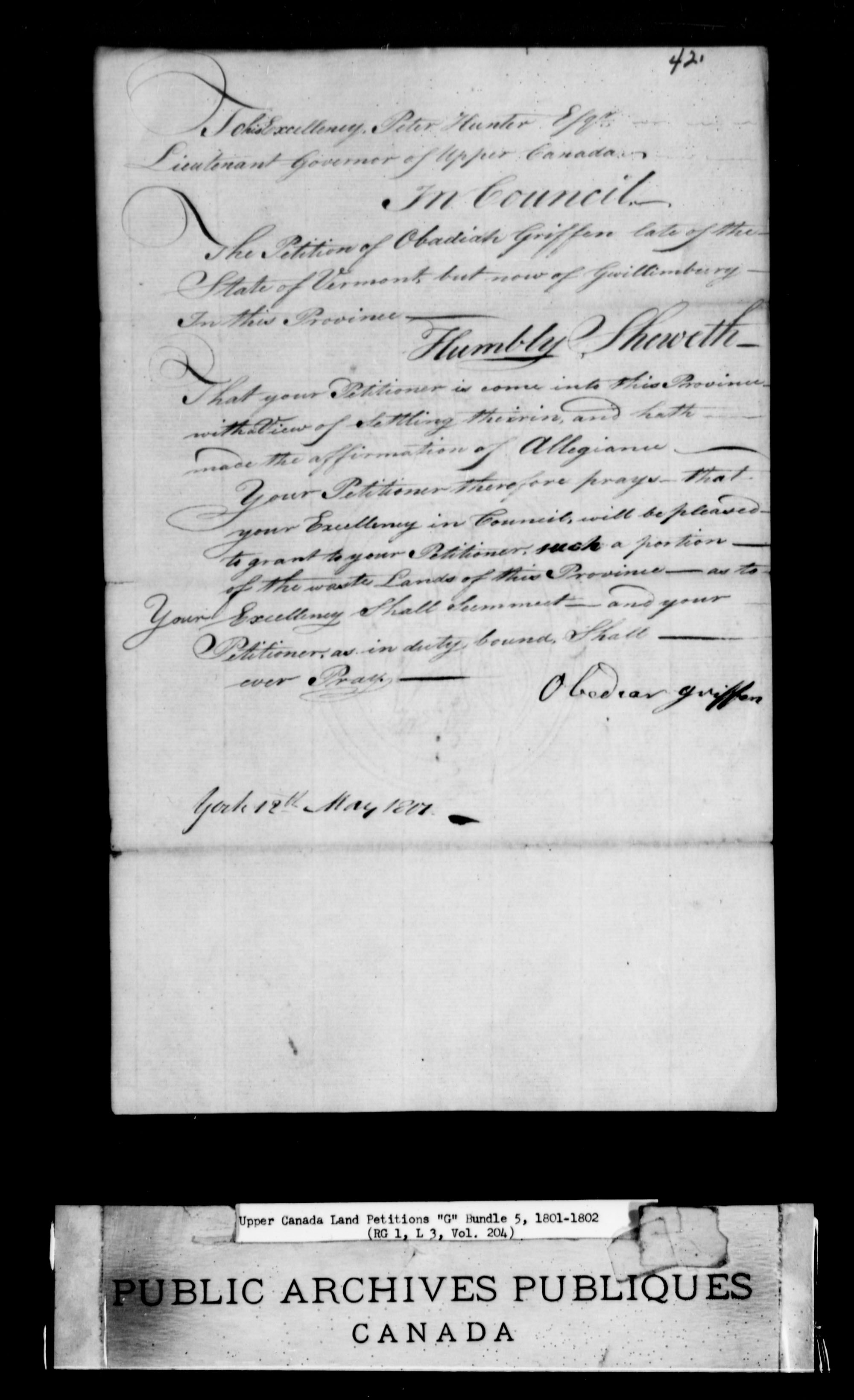 Title: Upper Canada Land Petitions (1763-1865) - Mikan Number: 205131 - Microform: c-2028