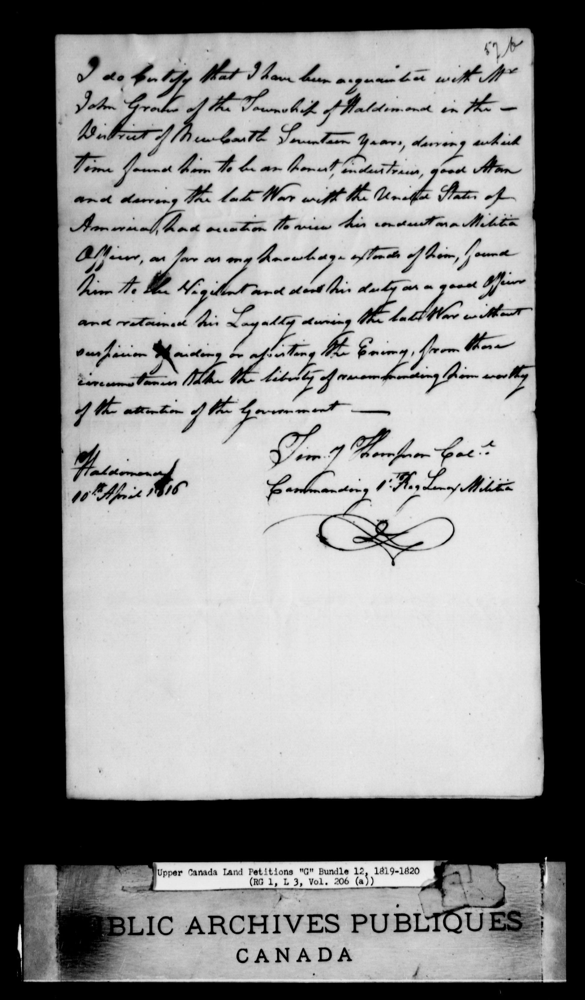 Title: Upper Canada Land Petitions (1763-1865) - Mikan Number: 205131 - Microform: c-2030