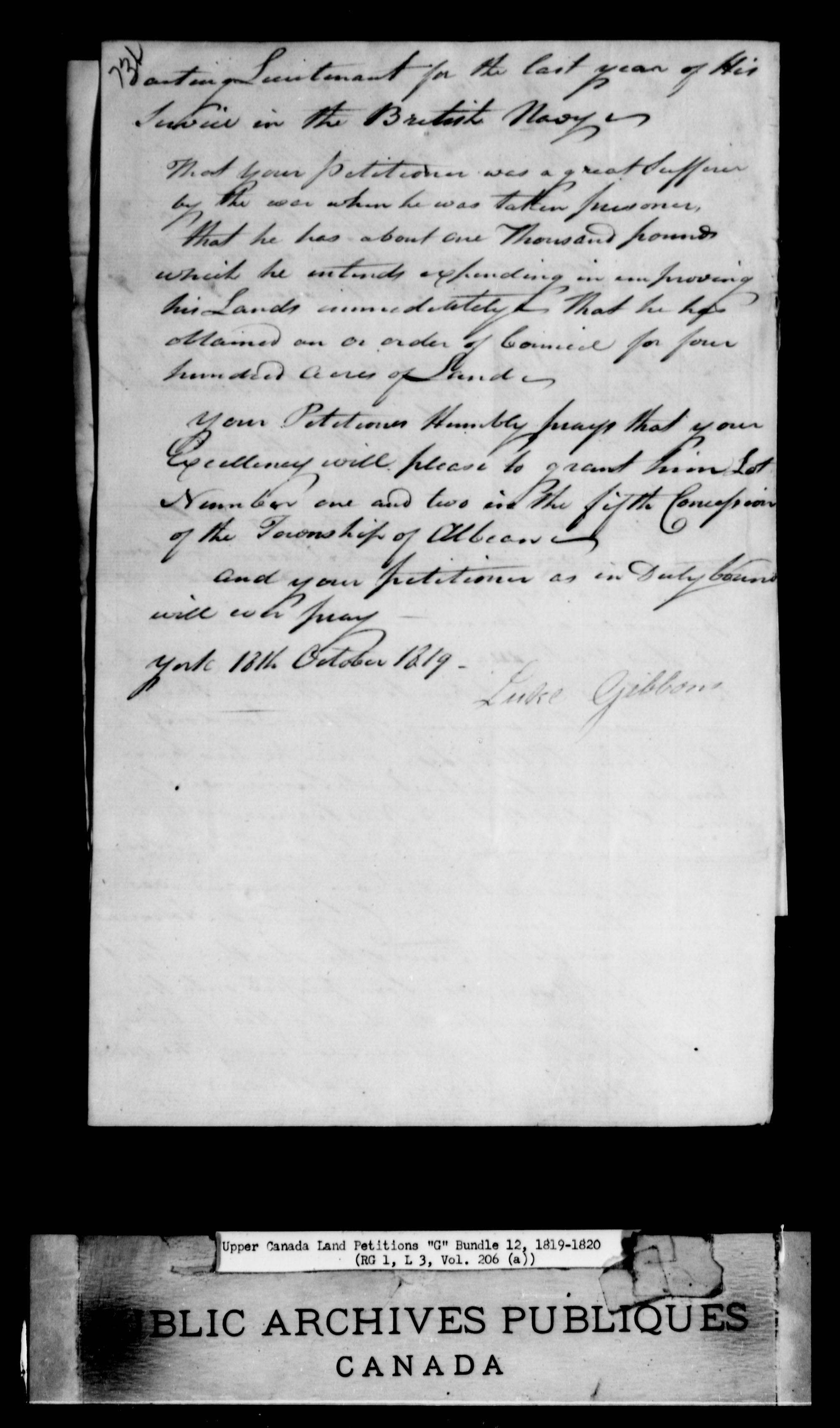 Title: Upper Canada Land Petitions (1763-1865) - Mikan Number: 205131 - Microform: c-2030
