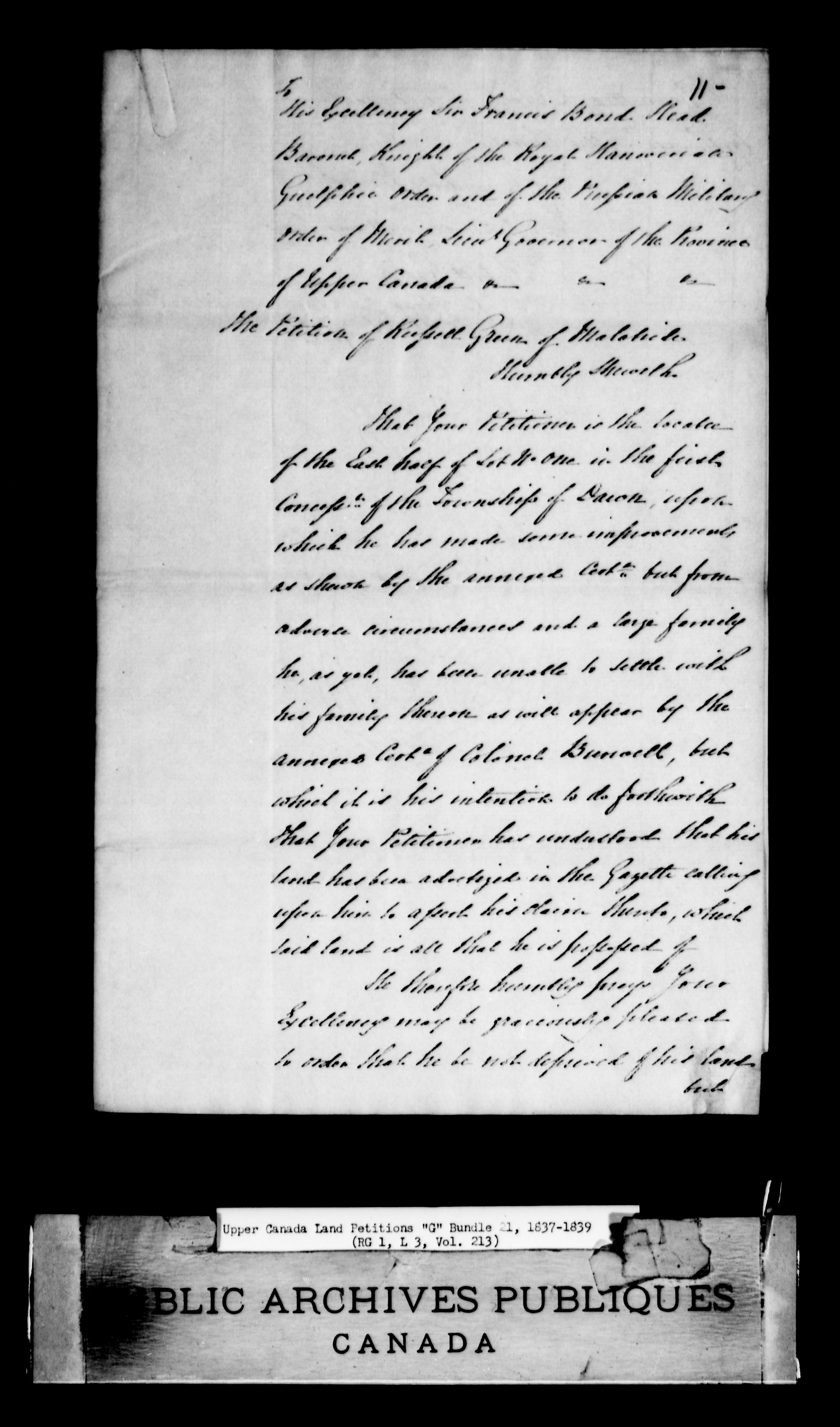 Title: Upper Canada Land Petitions (1763-1865) - Mikan Number: 205131 - Microform: c-2035