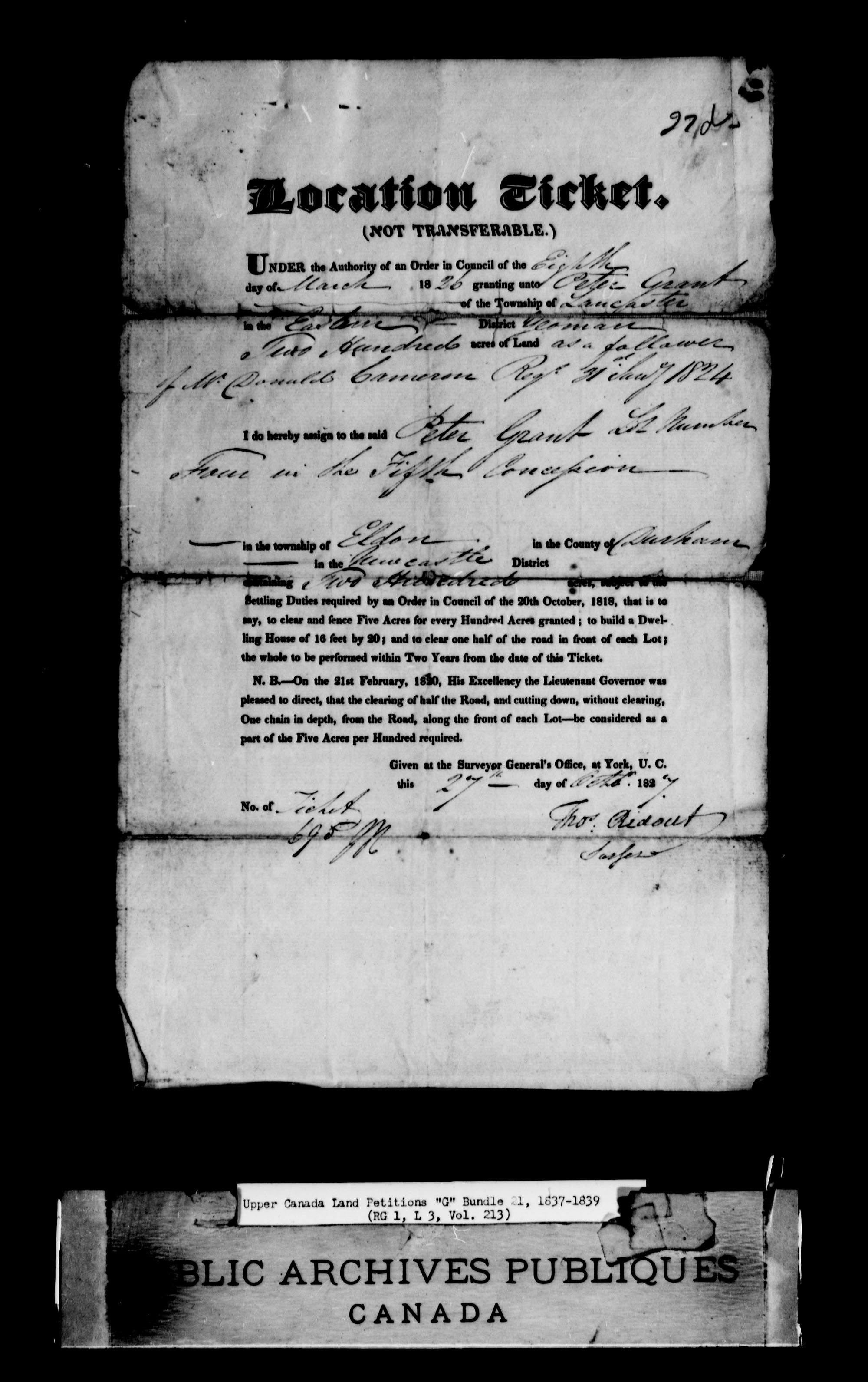 Title: Upper Canada Land Petitions (1763-1865) - Mikan Number: 205131 - Microform: c-2036