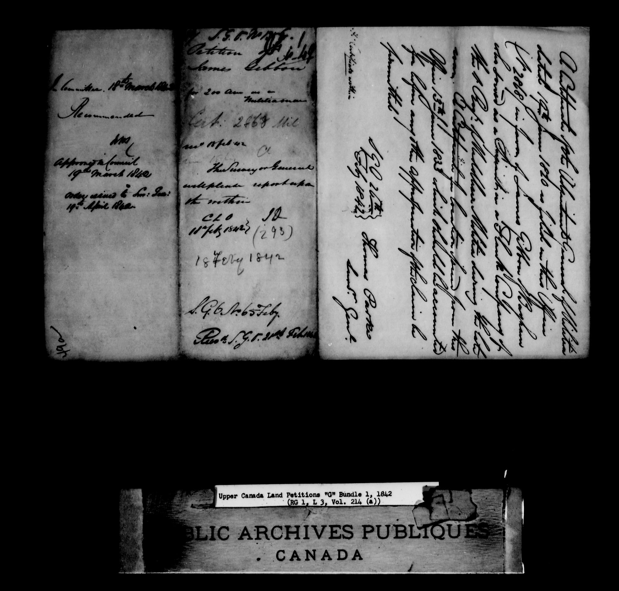 Title: Upper Canada Land Petitions (1763-1865) - Mikan Number: 205131 - Microform: c-2036