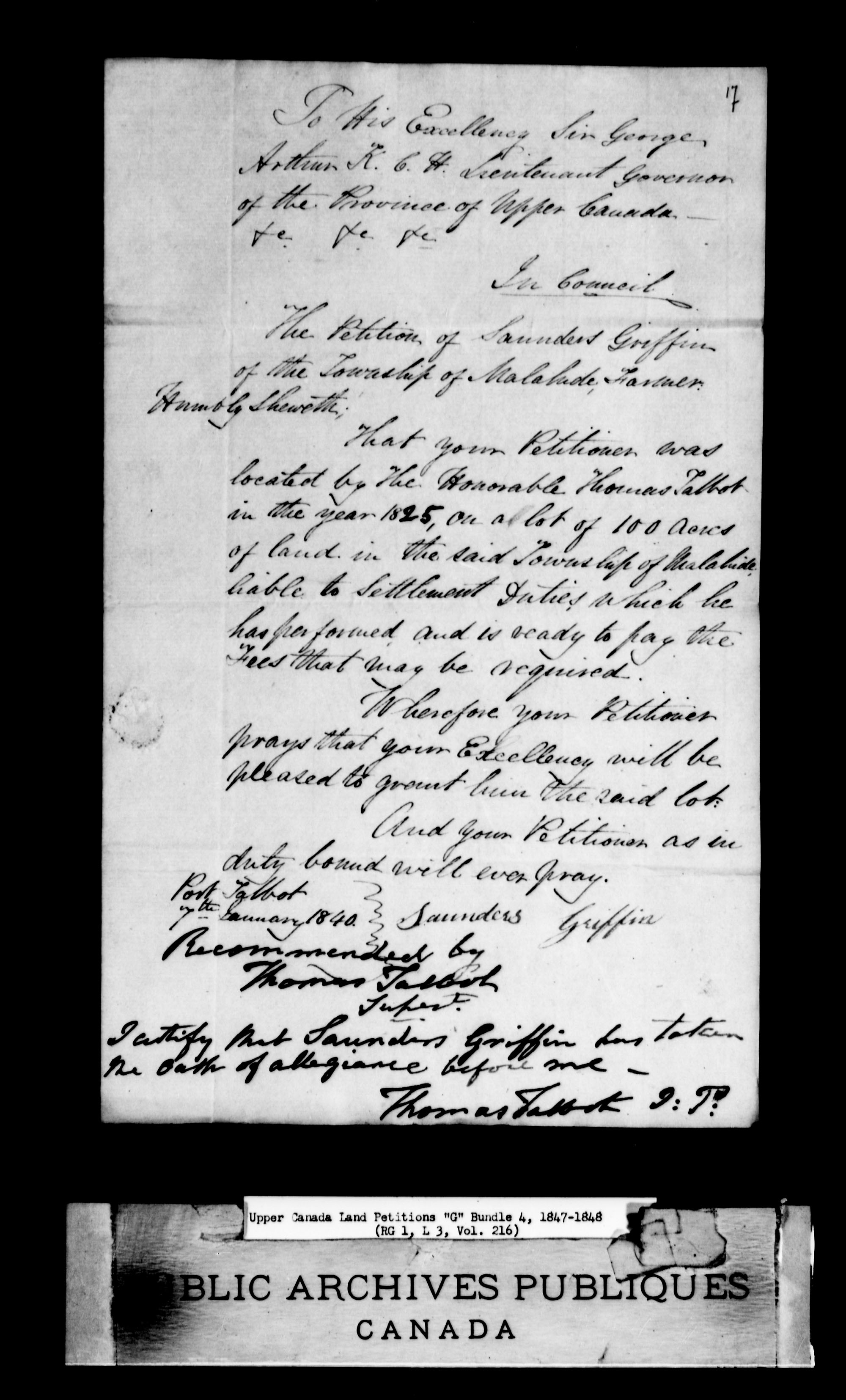 Title: Upper Canada Land Petitions (1763-1865) - Mikan Number: 205131 - Microform: c-2038
