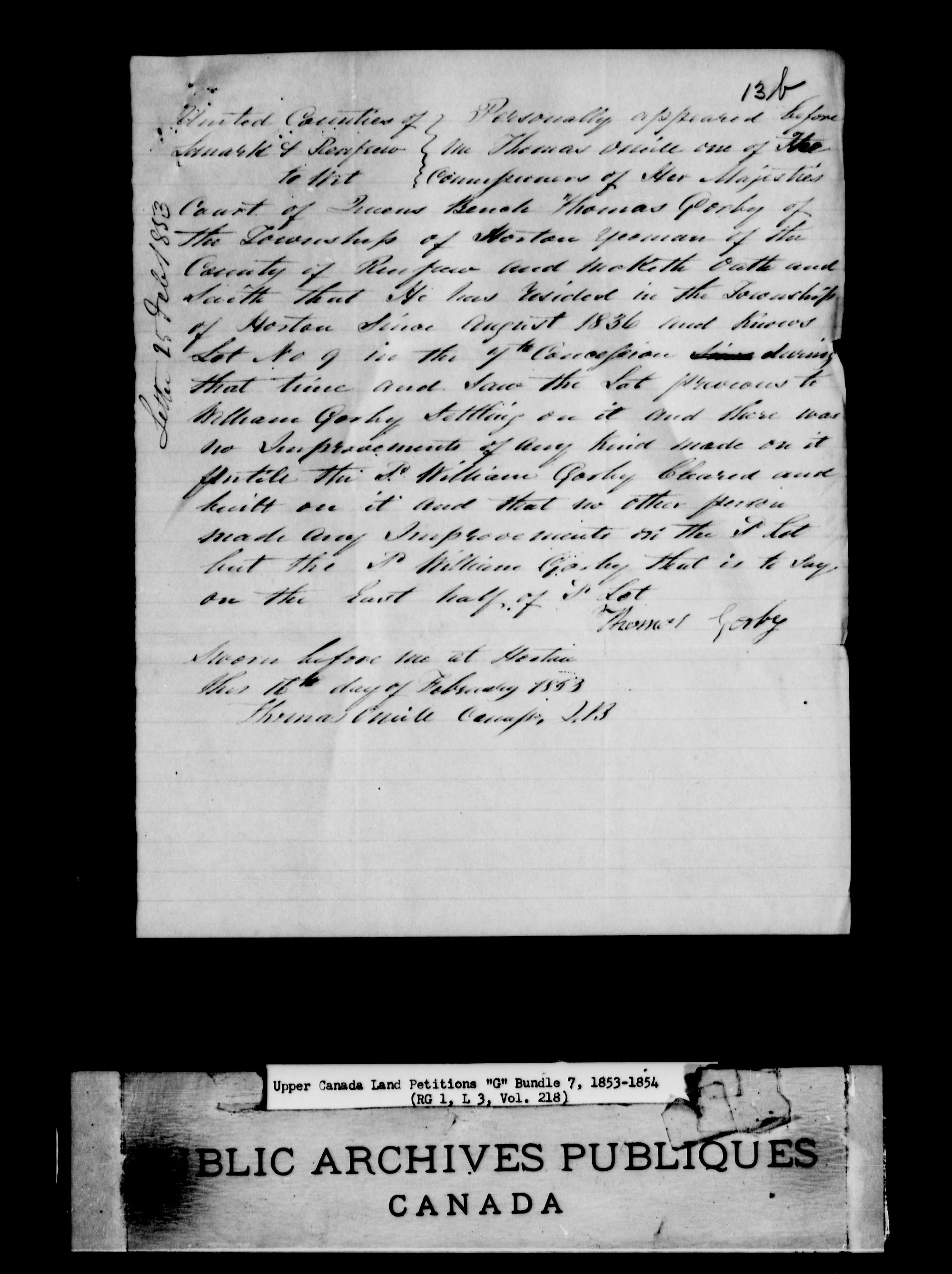 Title: Upper Canada Land Petitions (1763-1865) - Mikan Number: 205131 - Microform: c-2039