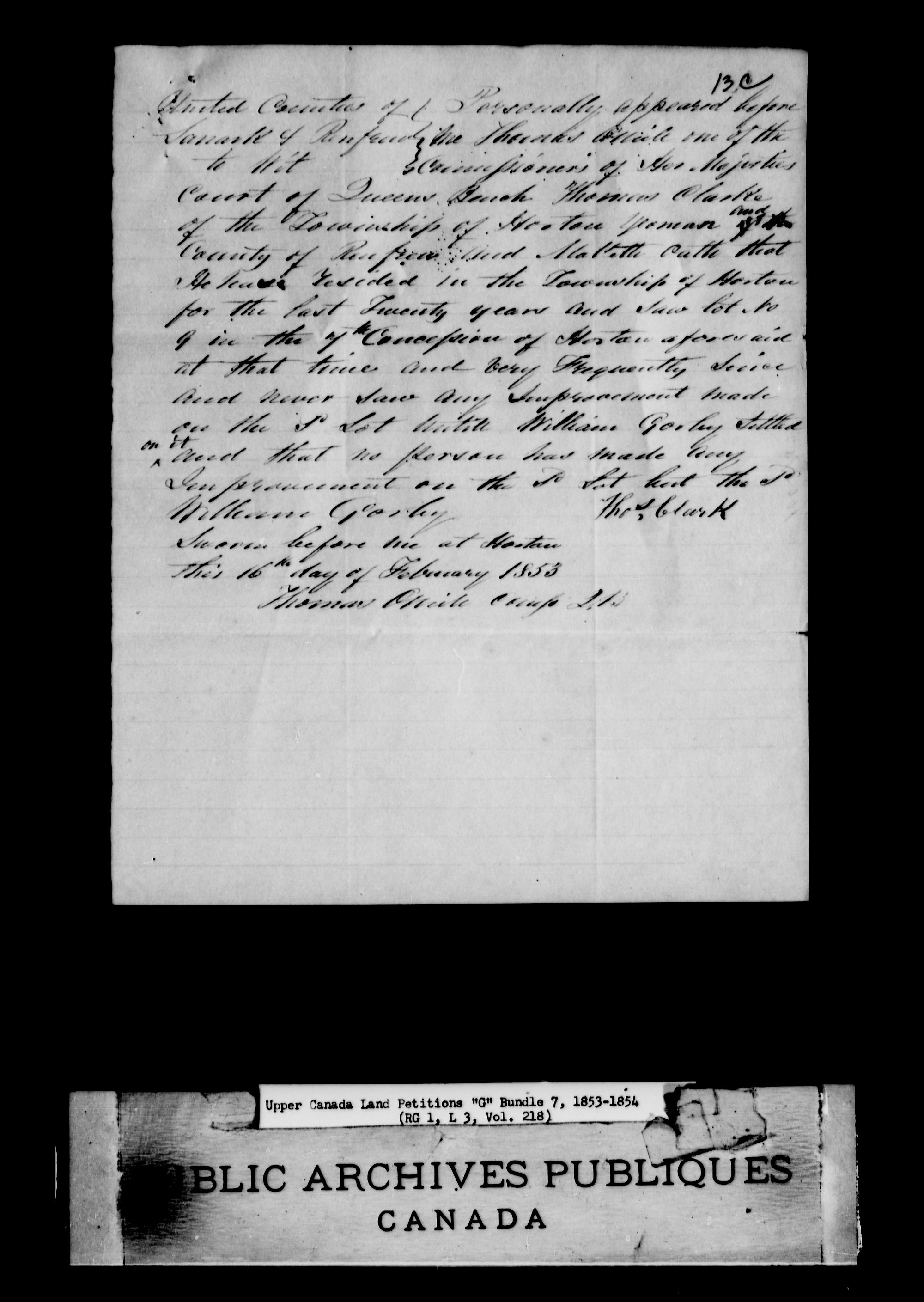 Title: Upper Canada Land Petitions (1763-1865) - Mikan Number: 205131 - Microform: c-2039
