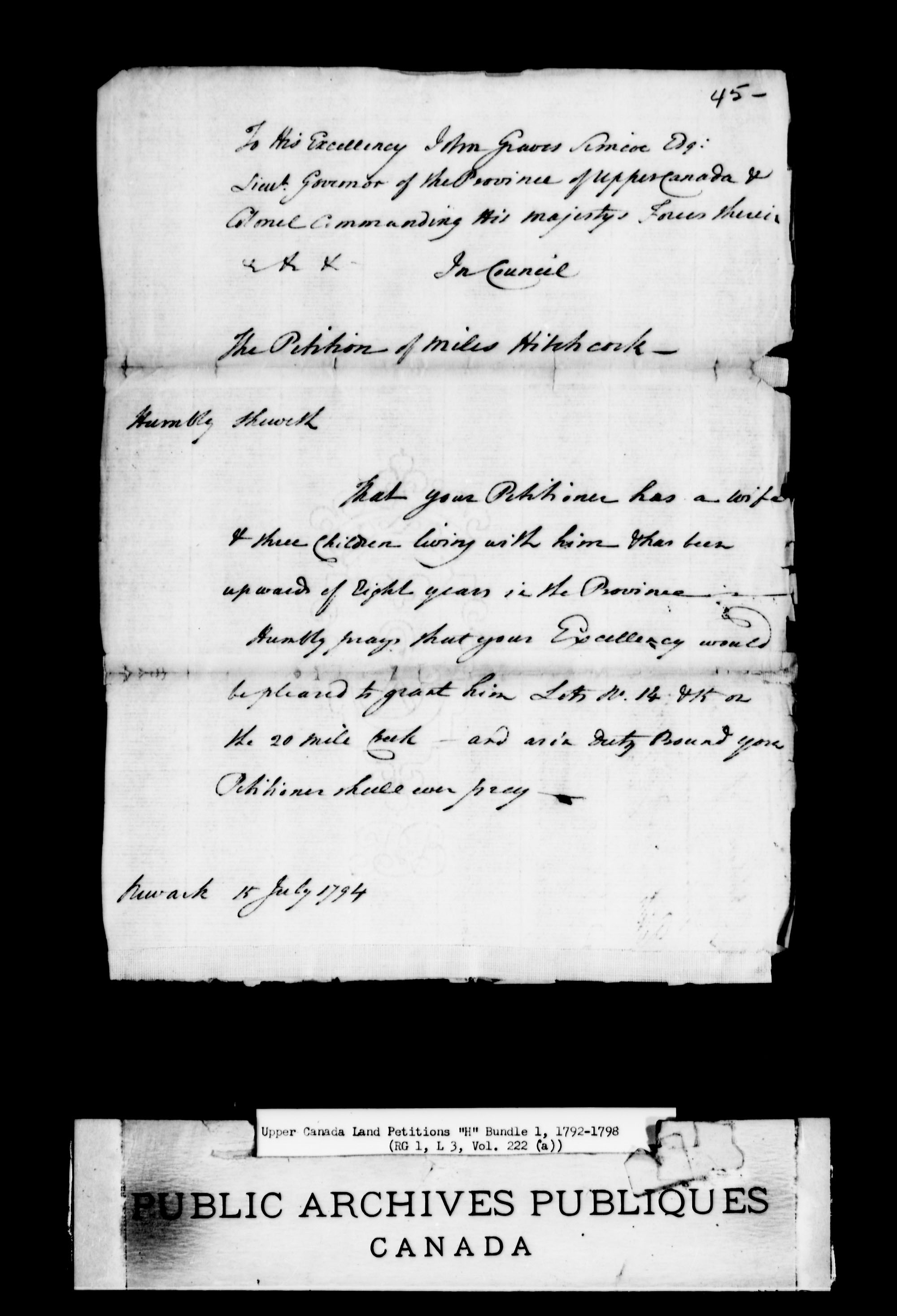 Title: Upper Canada Land Petitions (1763-1865) - Mikan Number: 205131 - Microform: c-2042