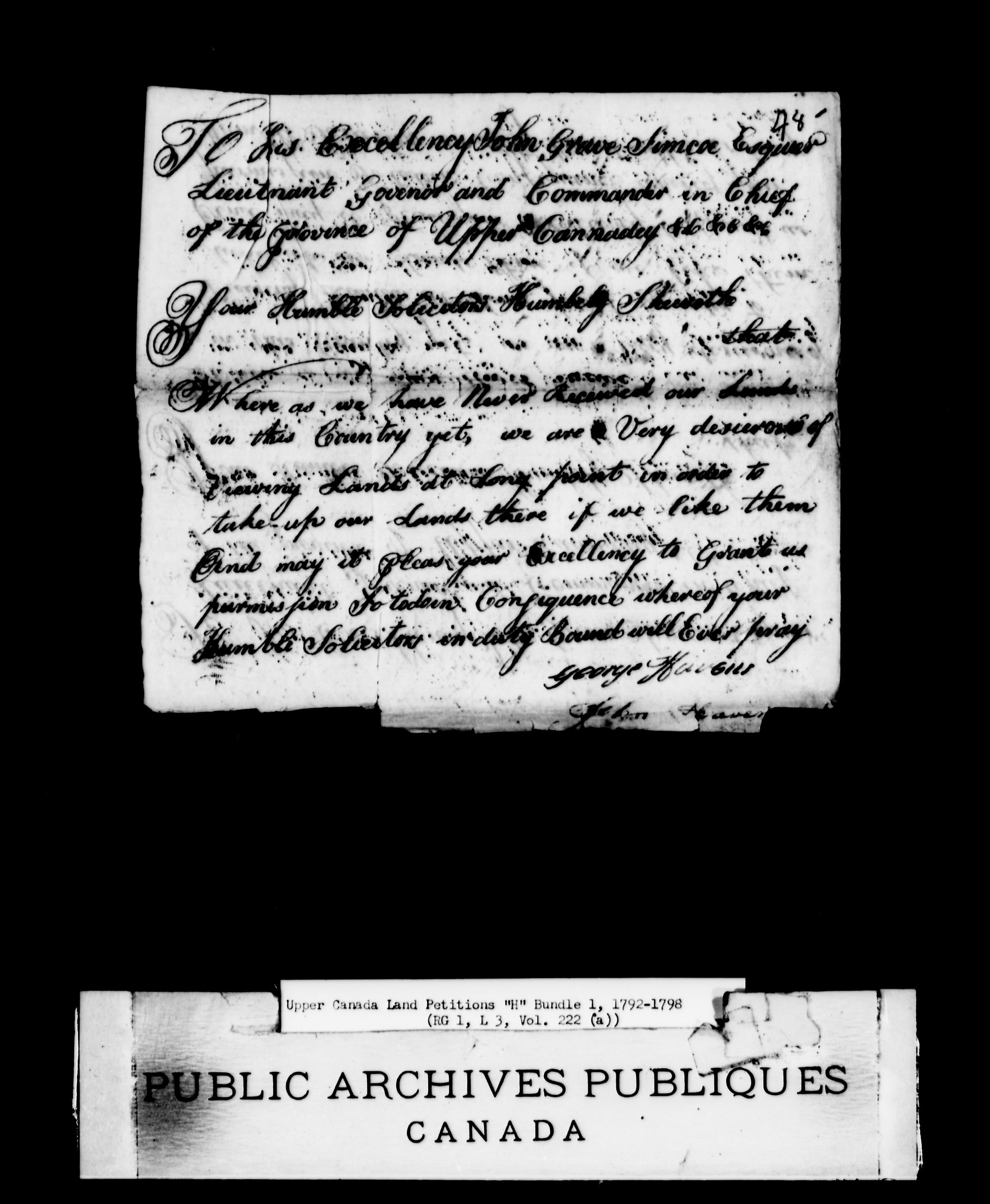 Title: Upper Canada Land Petitions (1763-1865) - Mikan Number: 205131 - Microform: c-2042