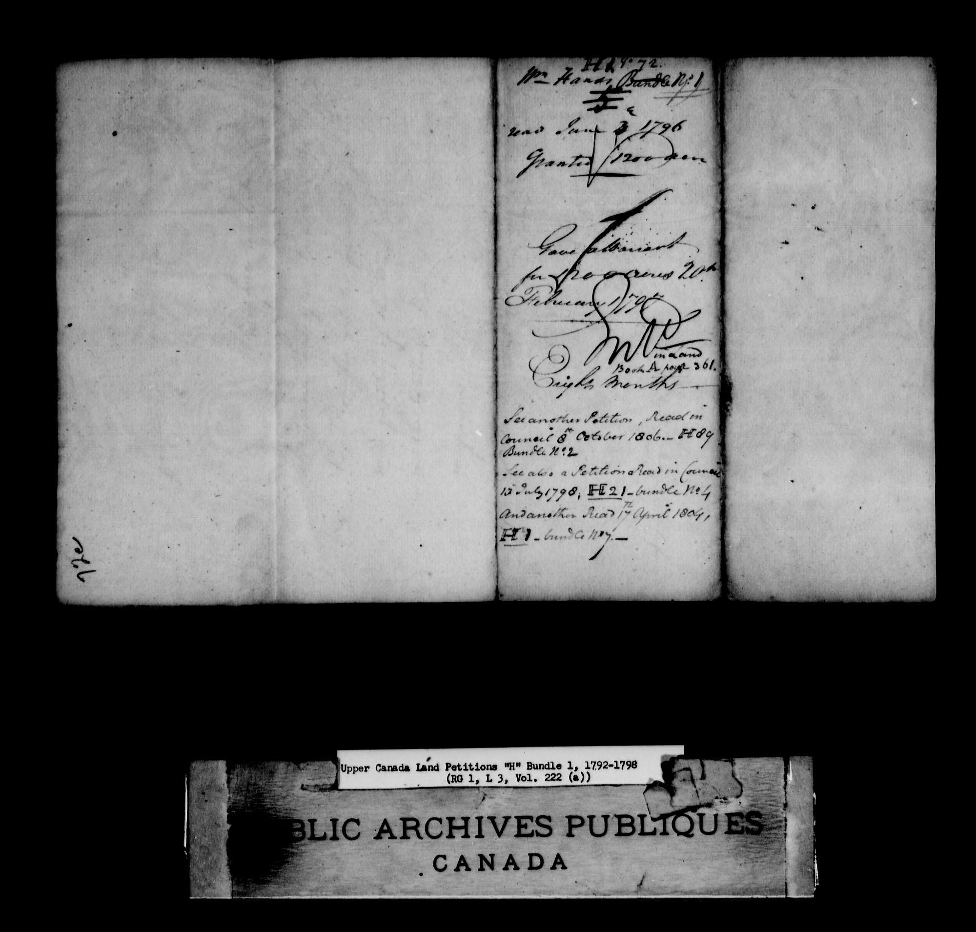 Title: Upper Canada Land Petitions (1763-1865) - Mikan Number: 205131 - Microform: c-2043