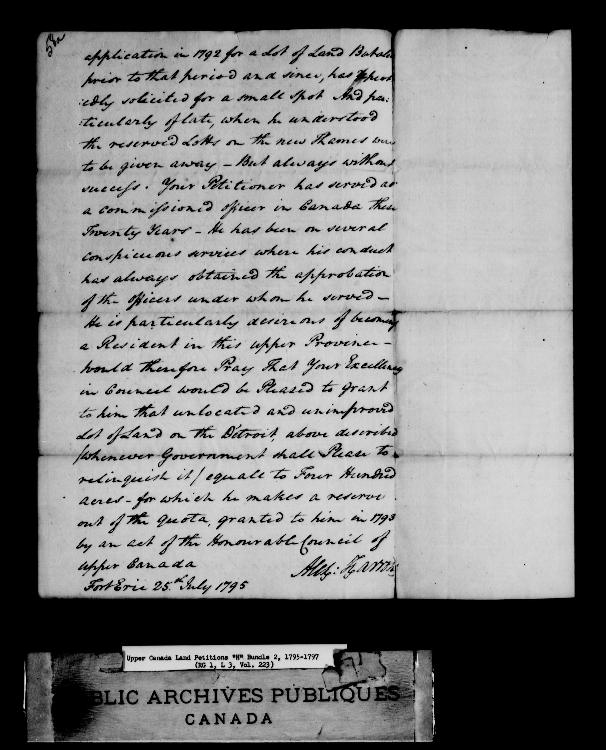 Title: Upper Canada Land Petitions (1763-1865) - Mikan Number: 205131 - Microform: c-2043