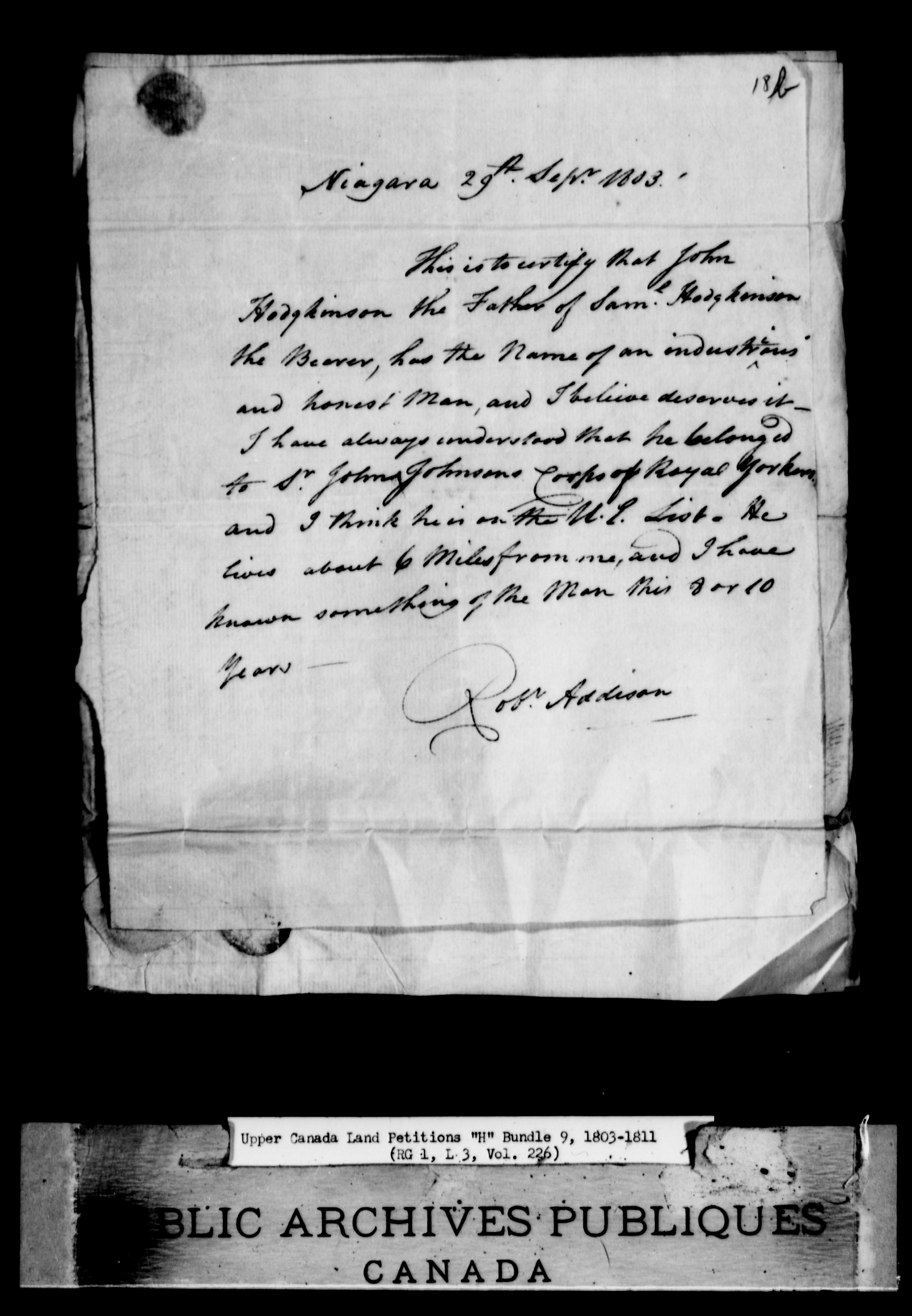 Title: Upper Canada Land Petitions (1763-1865) - Mikan Number: 205131 - Microform: c-2046