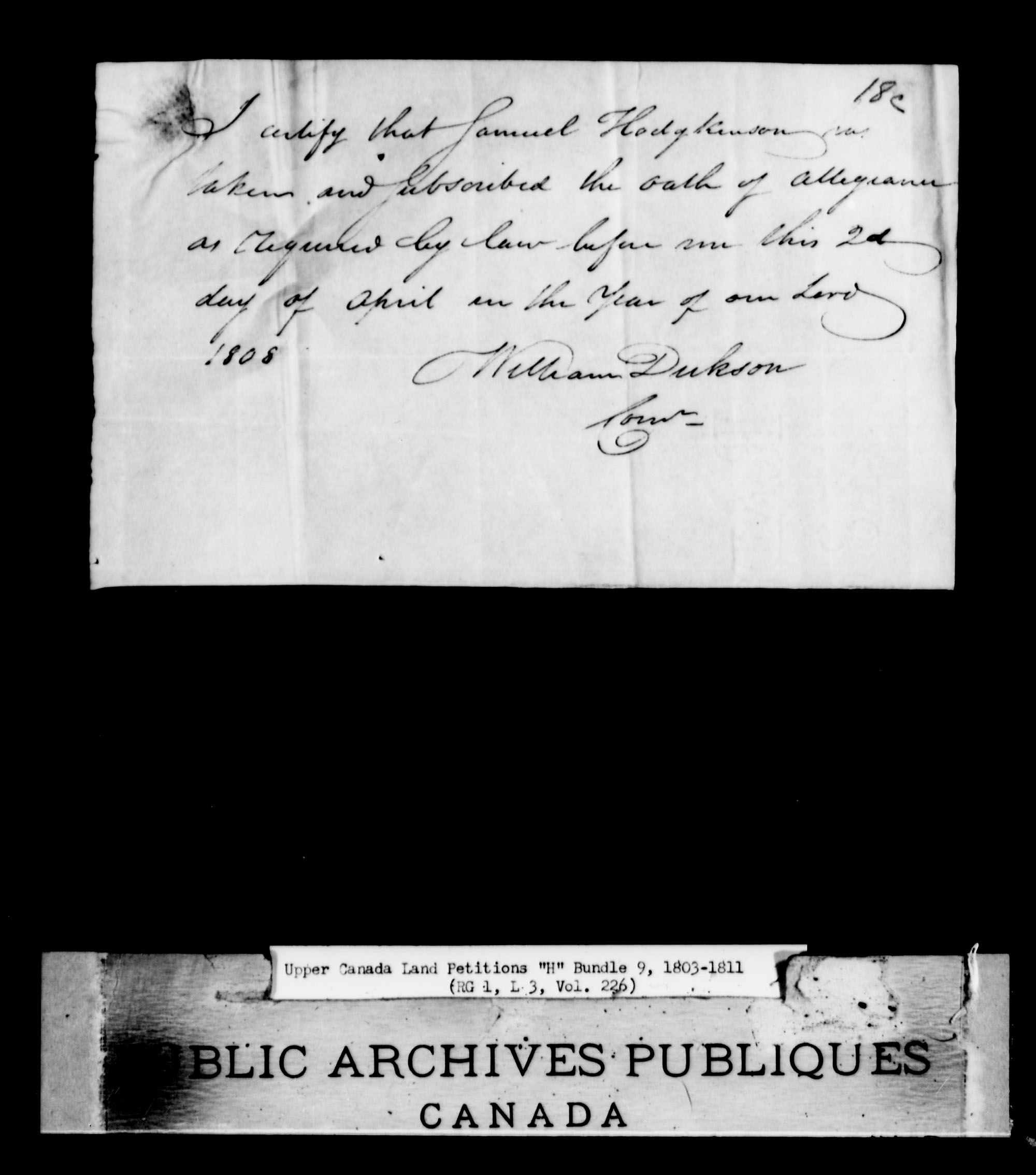 Title: Upper Canada Land Petitions (1763-1865) - Mikan Number: 205131 - Microform: c-2046