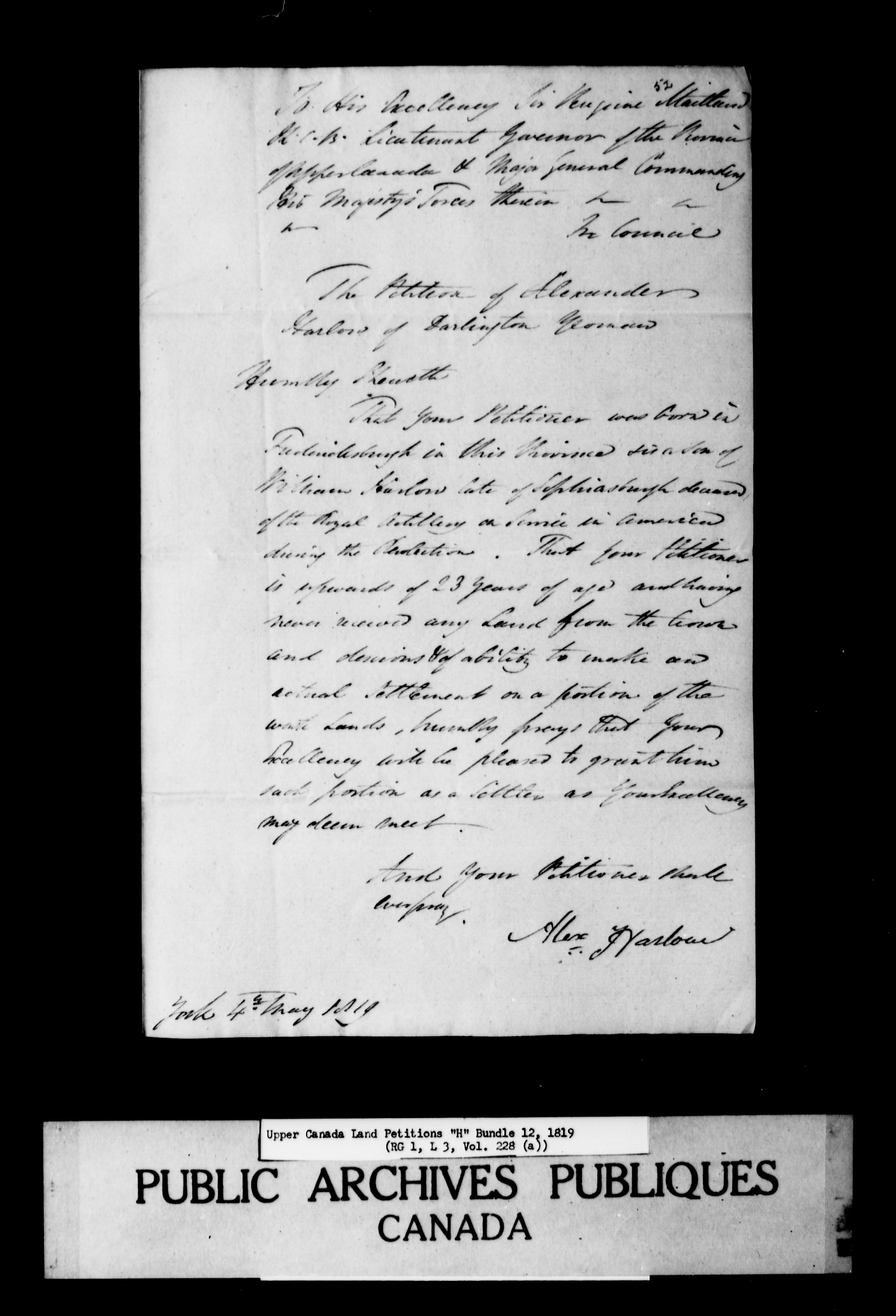 Title: Upper Canada Land Petitions (1763-1865) - Mikan Number: 205131 - Microform: c-2048