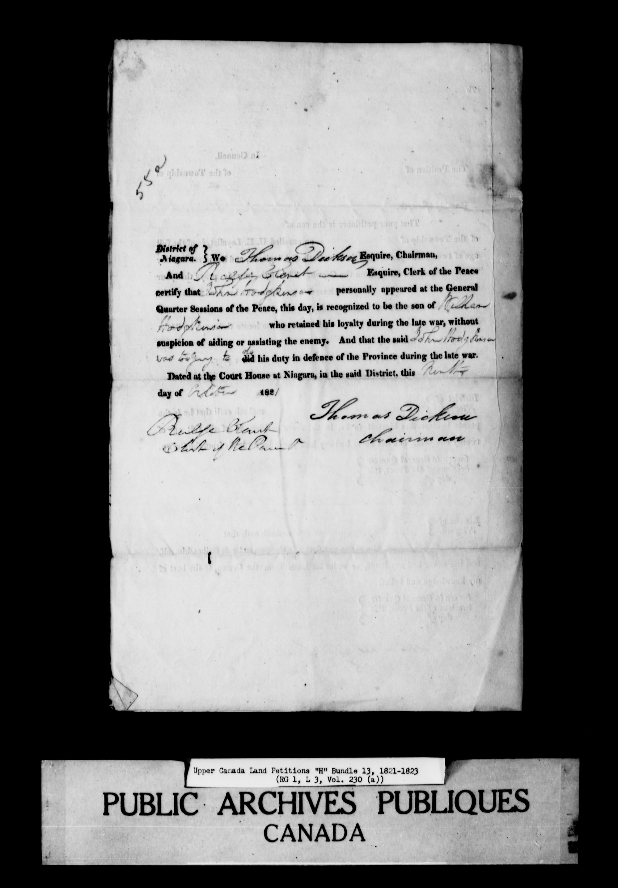 Title: Upper Canada Land Petitions (1763-1865) - Mikan Number: 205131 - Microform: c-2049