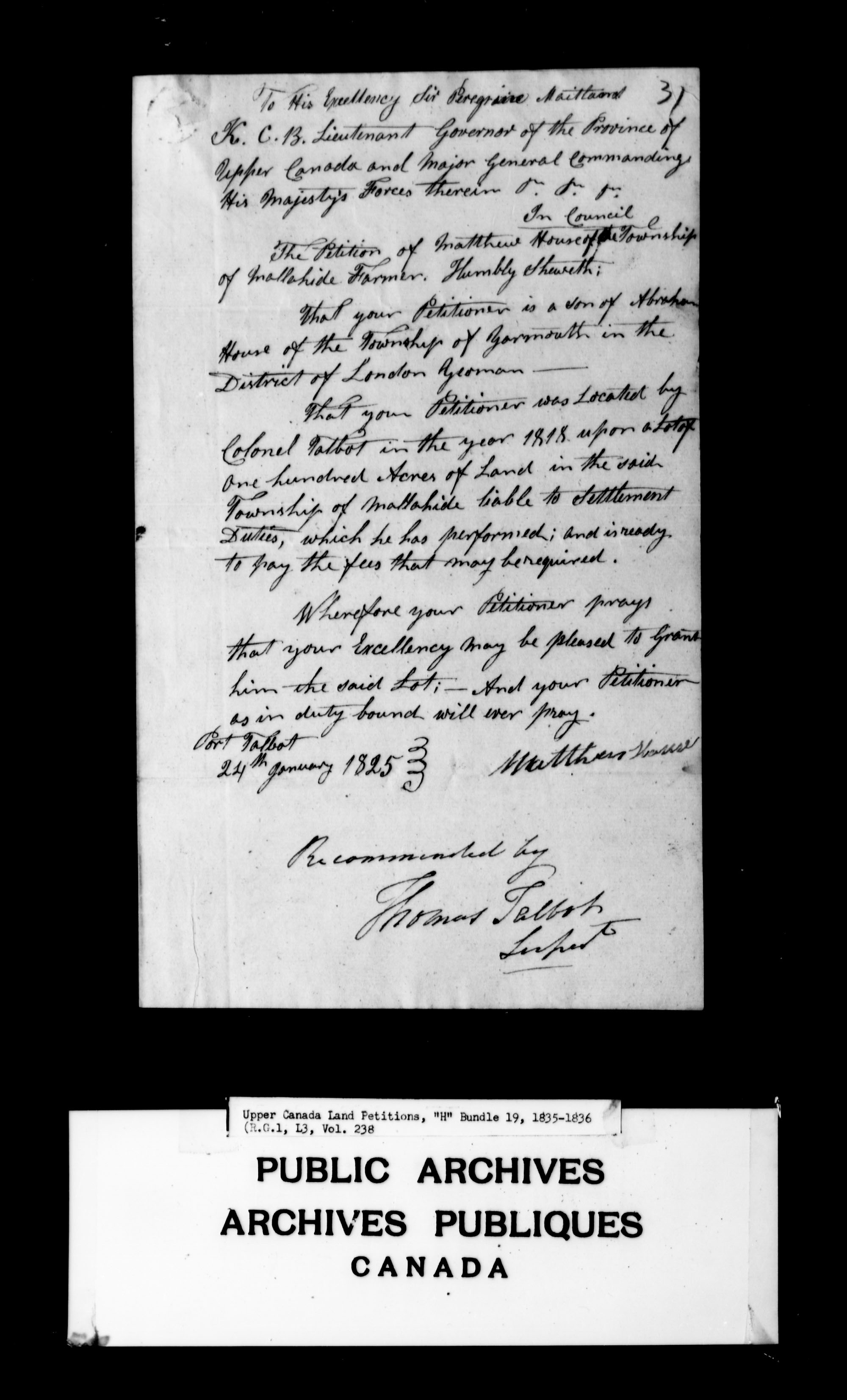 Title: Upper Canada Land Petitions (1763-1865) - Mikan Number: 205131 - Microform: c-2095