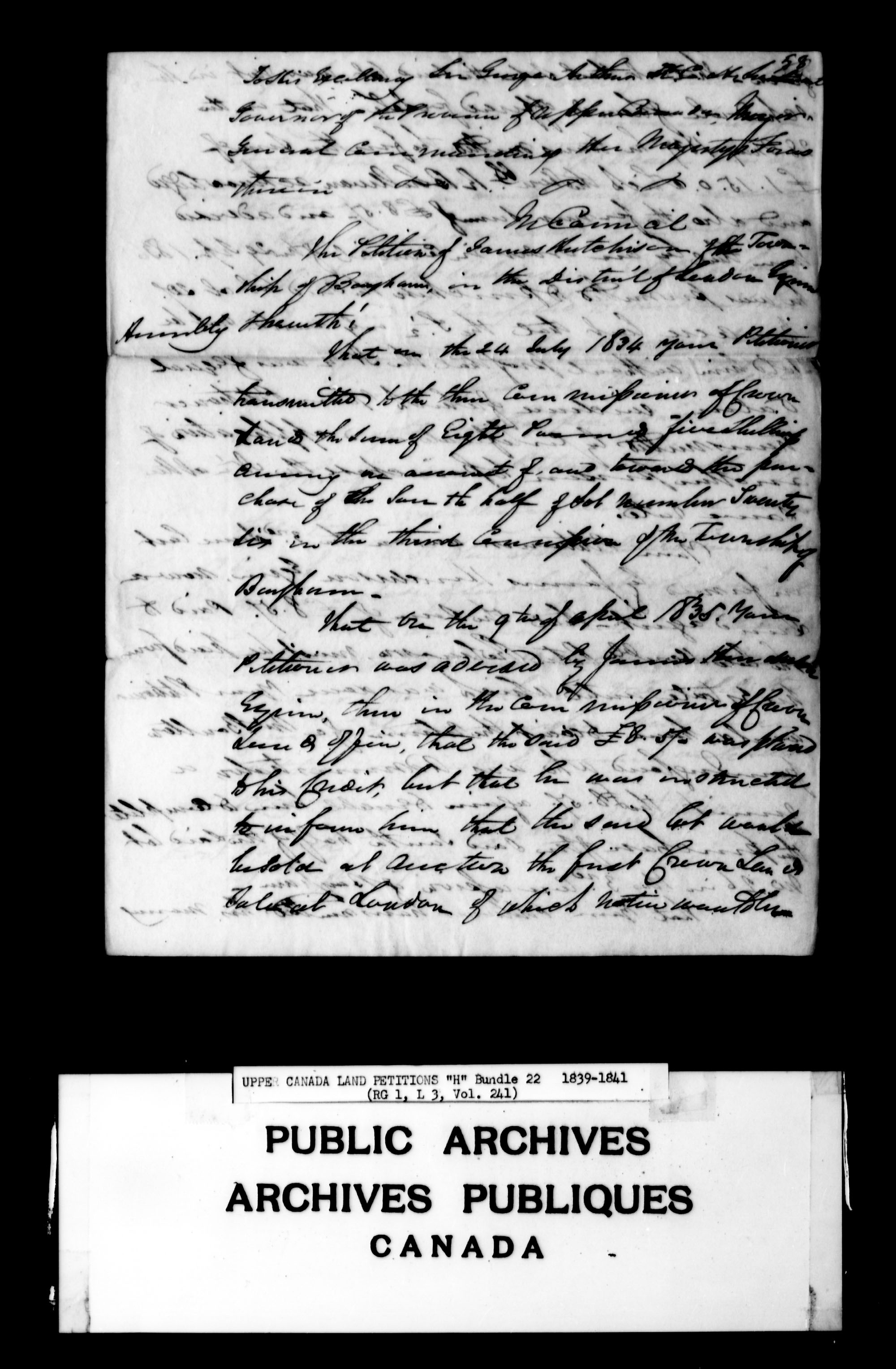Title: Upper Canada Land Petitions (1763-1865) - Mikan Number: 205131 - Microform: c-2097
