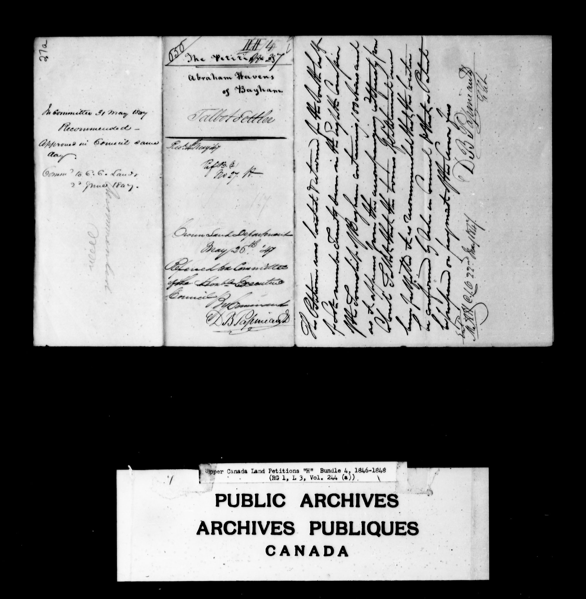 Title: Upper Canada Land Petitions (1763-1865) - Mikan Number: 205131 - Microform: c-2099
