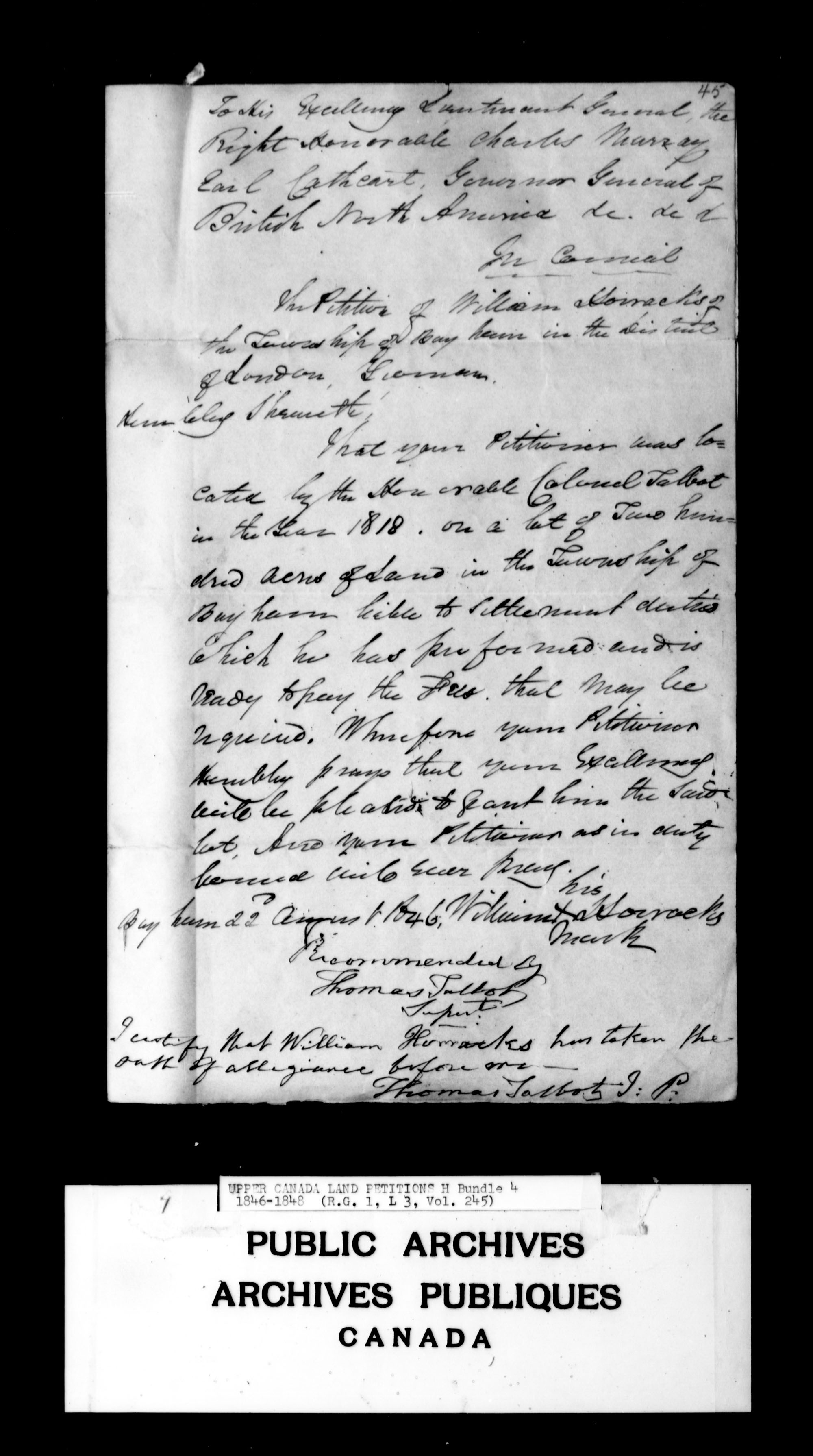 Title: Upper Canada Land Petitions (1763-1865) - Mikan Number: 205131 - Microform: c-2100